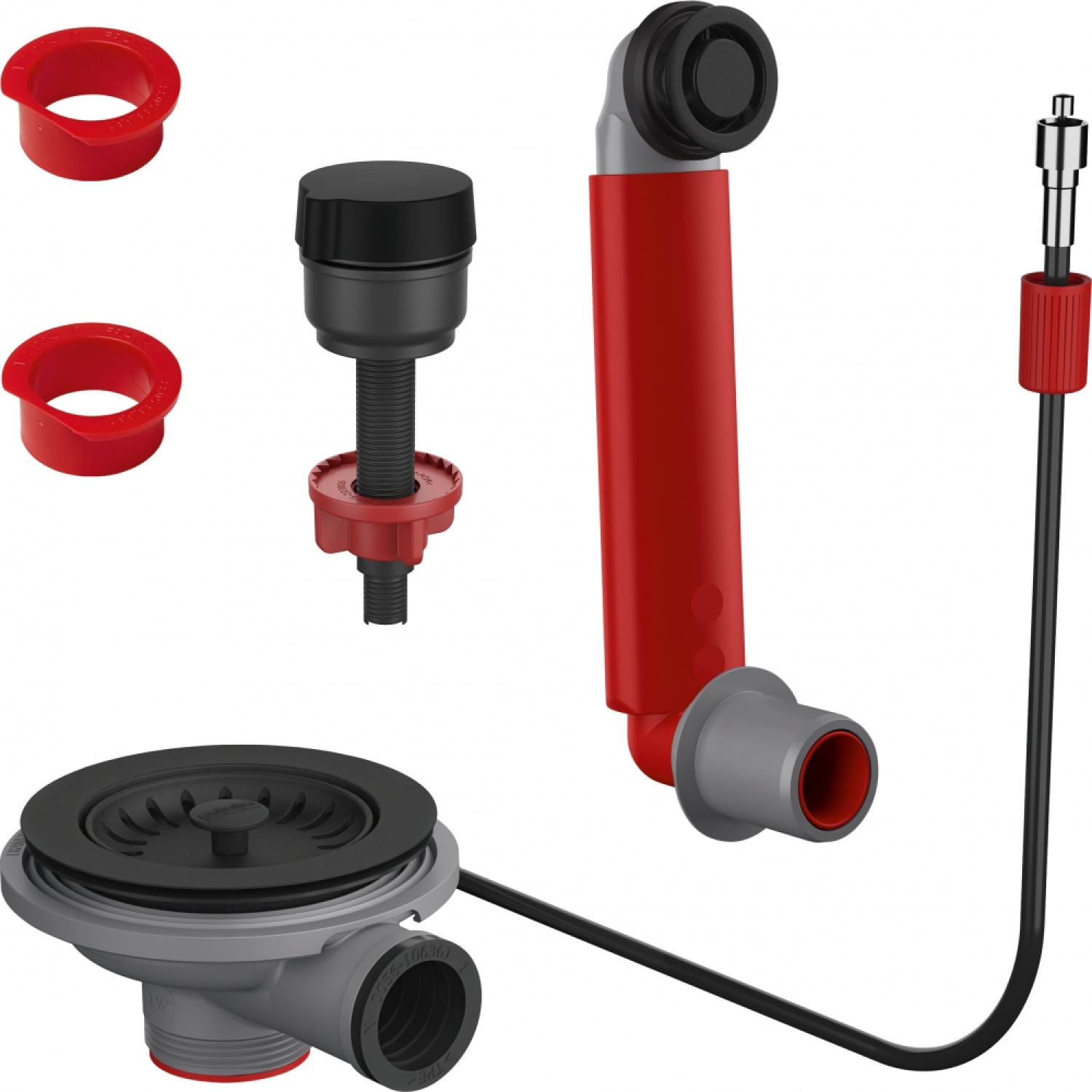 Colorline - Vidage automatique pour 1 cuve / Trop plein rond & Bouton rotatif & 2 Entretoises inclus / Noir mat