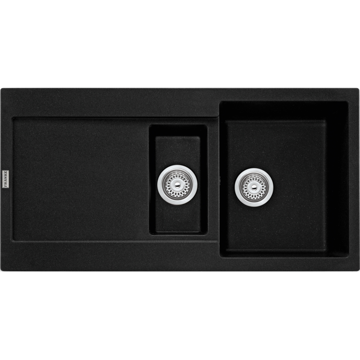 Maris - Evier à encastrer / 970 x 500 mm / 1 + 1/2 bassin / Onyx / Réversible