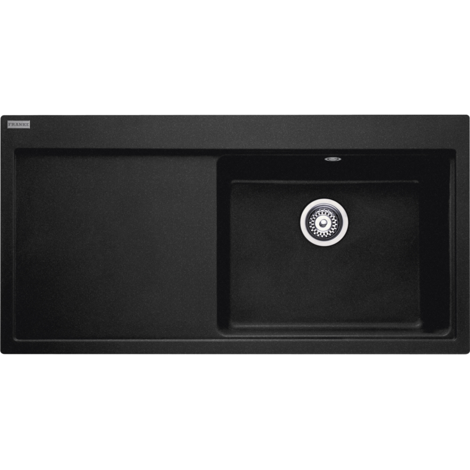 Mythos - Inbouwspoeltafel / 1000 x 515 mm / 1 bak / Onyx / Druipblad links