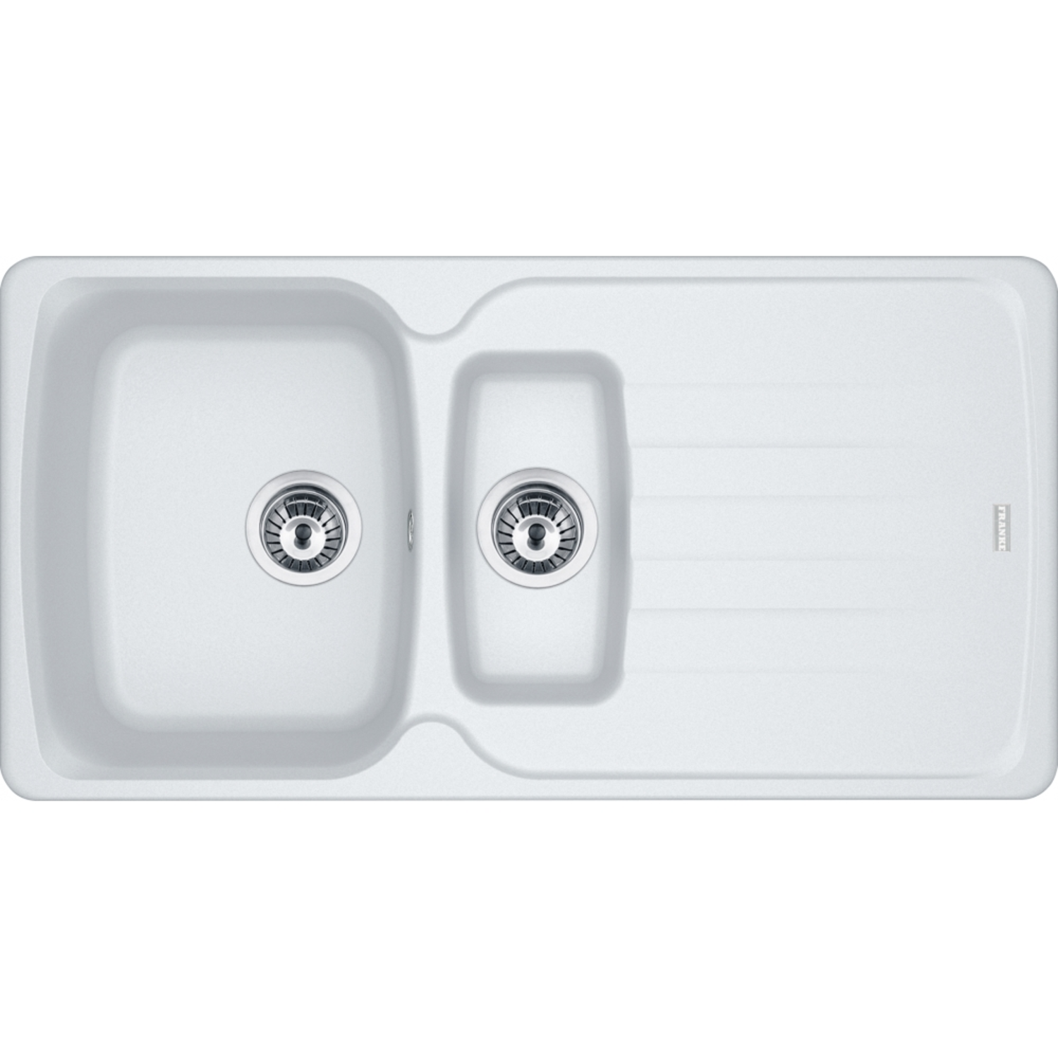 Antea - Evier à encastrer / 970 x 500 mm / 1 + 1/2 bassin / Blanc metallisé / Réversible