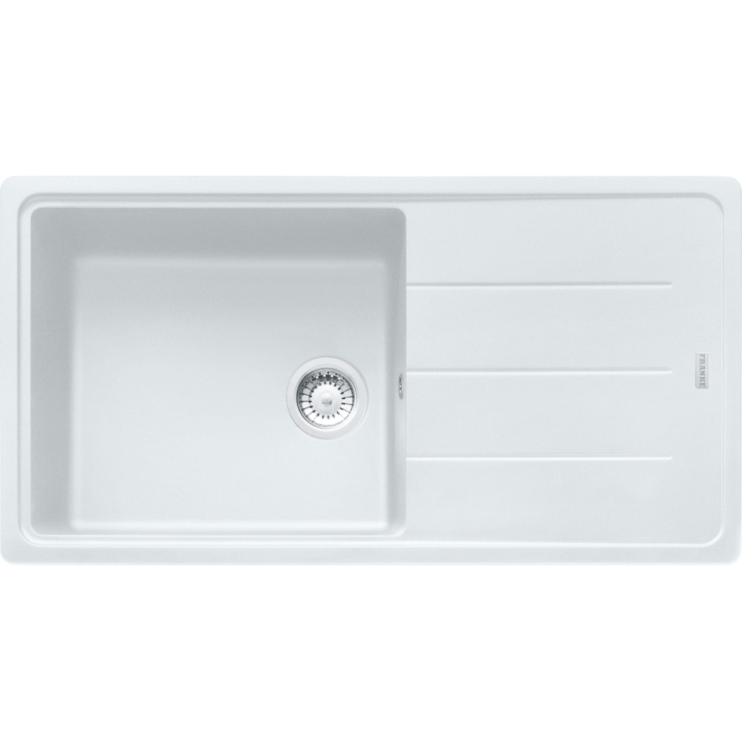 BASIS - Evier à encastrer / 970 x 500 mm / Vidage Manuel / Blanc métallisé
