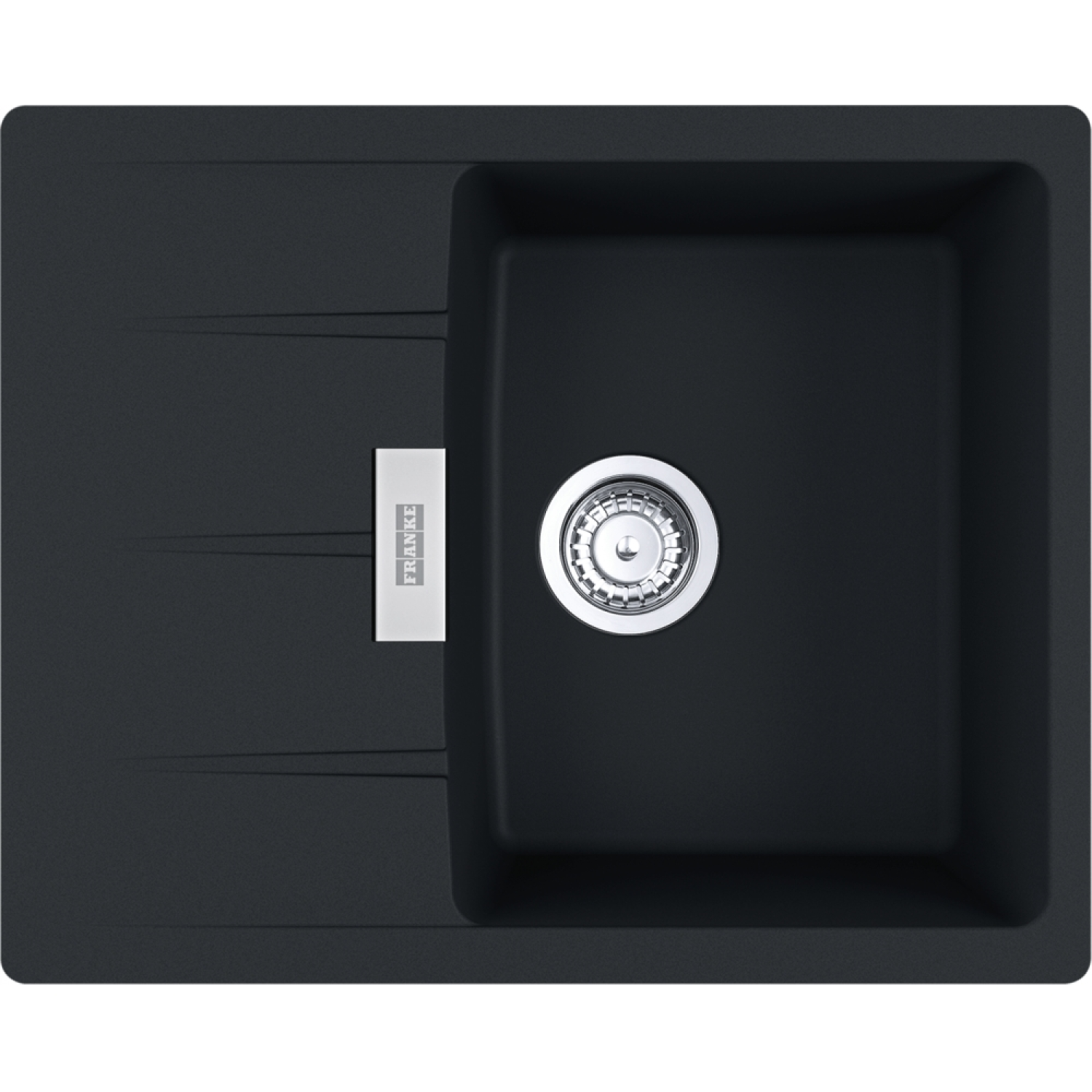Centro - Inbouwspoeltafel / 620 x 500 mm / 1 bak / Zwart mat / Omkeerbaar