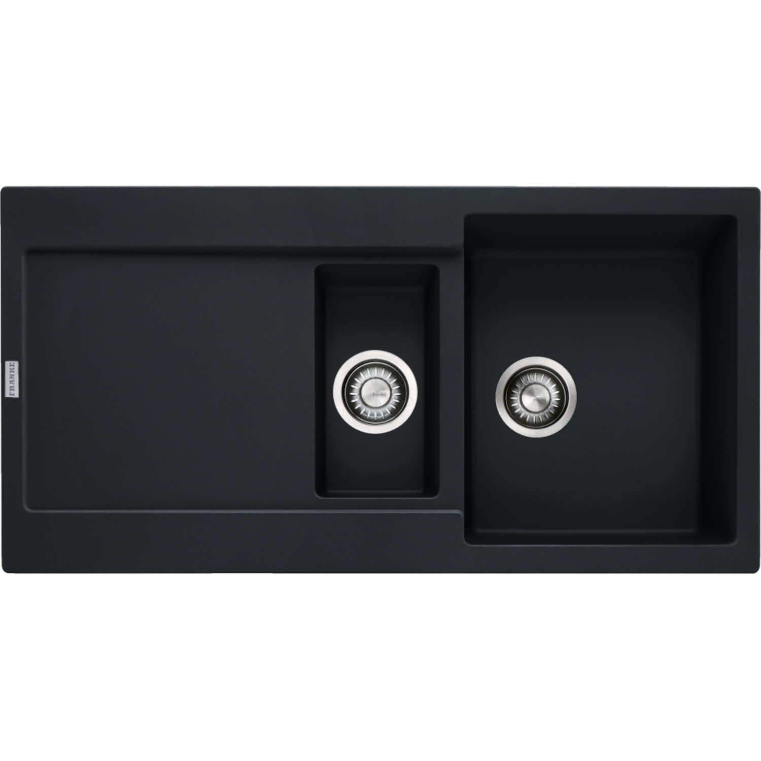 Maris - Inbouwspoeltafel / 970 x 500 mm / 1+1/2 bak / Zwart mat / Omkeerbaar