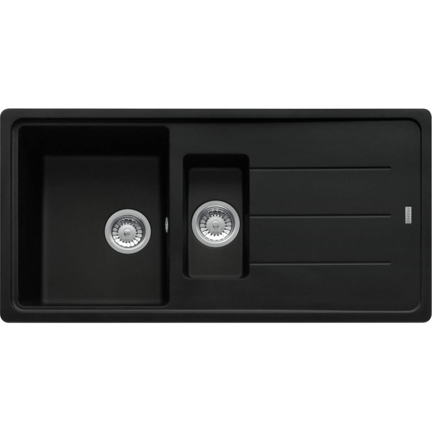 Basis - Evier à encastrer / 970 x 500 mm / 1+1/2 bassin / Noir Mat / Réversible
