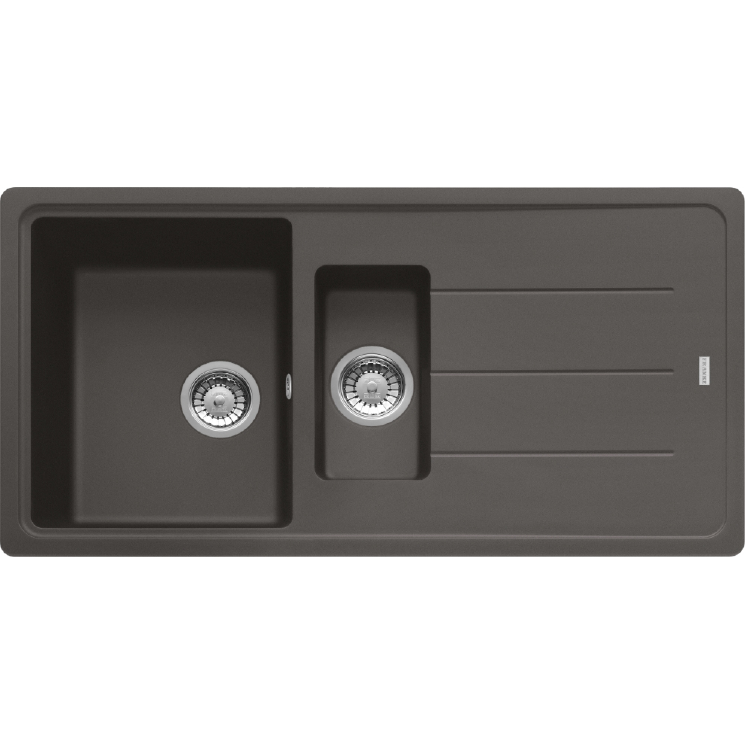 Basis - Evier à encastrer / 970 x 500 mm / 1 + 1/2 bassin / Gris Ardoise / Réversible
