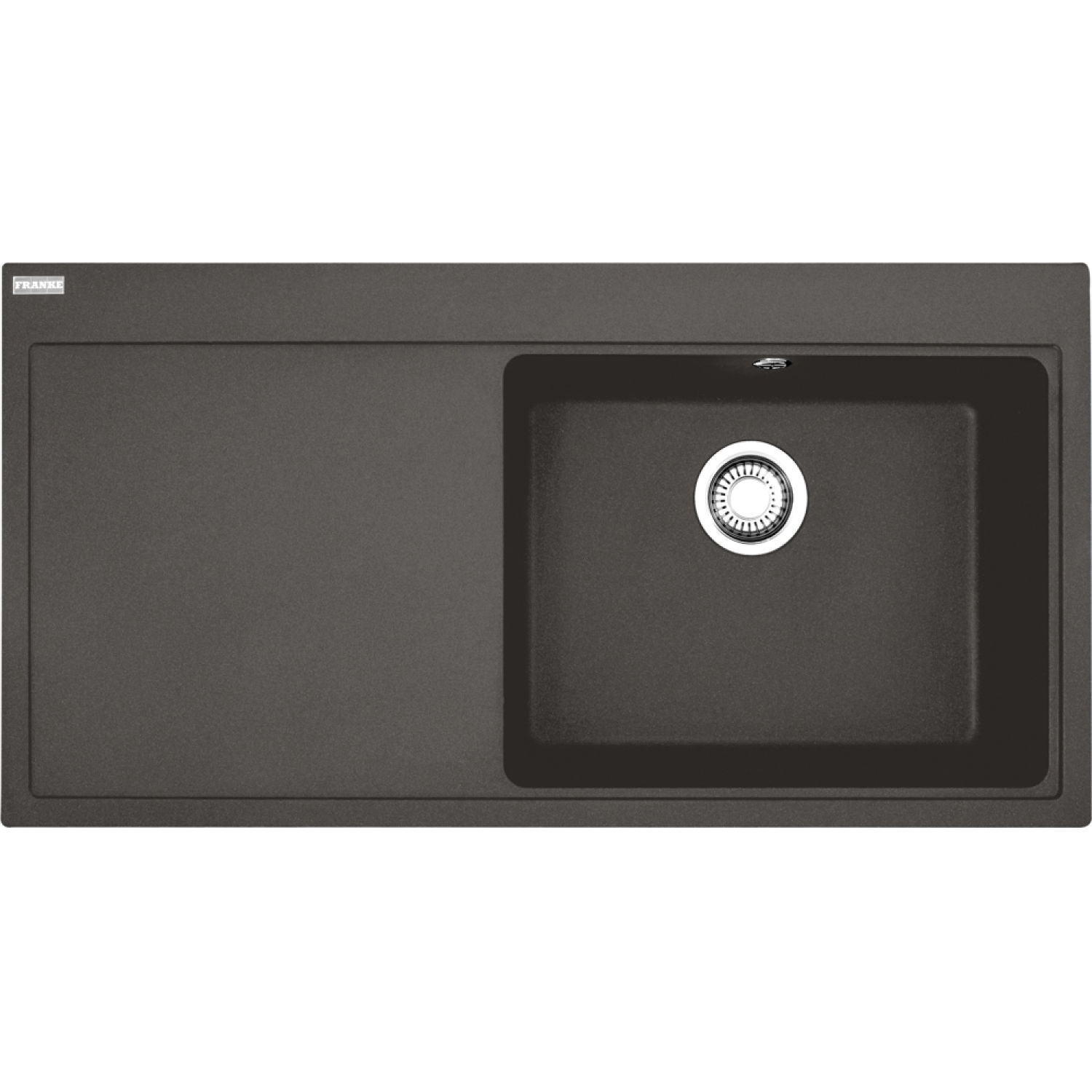 Mythos - Inbouwspoeltafel / 1000 x 515 mm / 1 bak / Leigrijs / Druipblad links