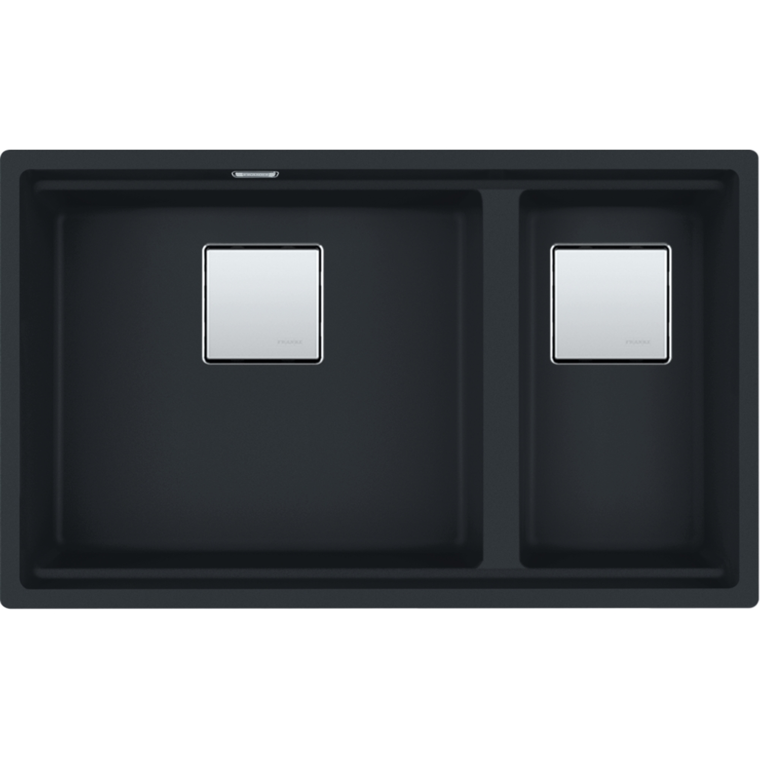 Kubus 2.0 - Evier à sous-encastrer / 760 x 460 mm / 1 + 1/2 bassin / Noir mat