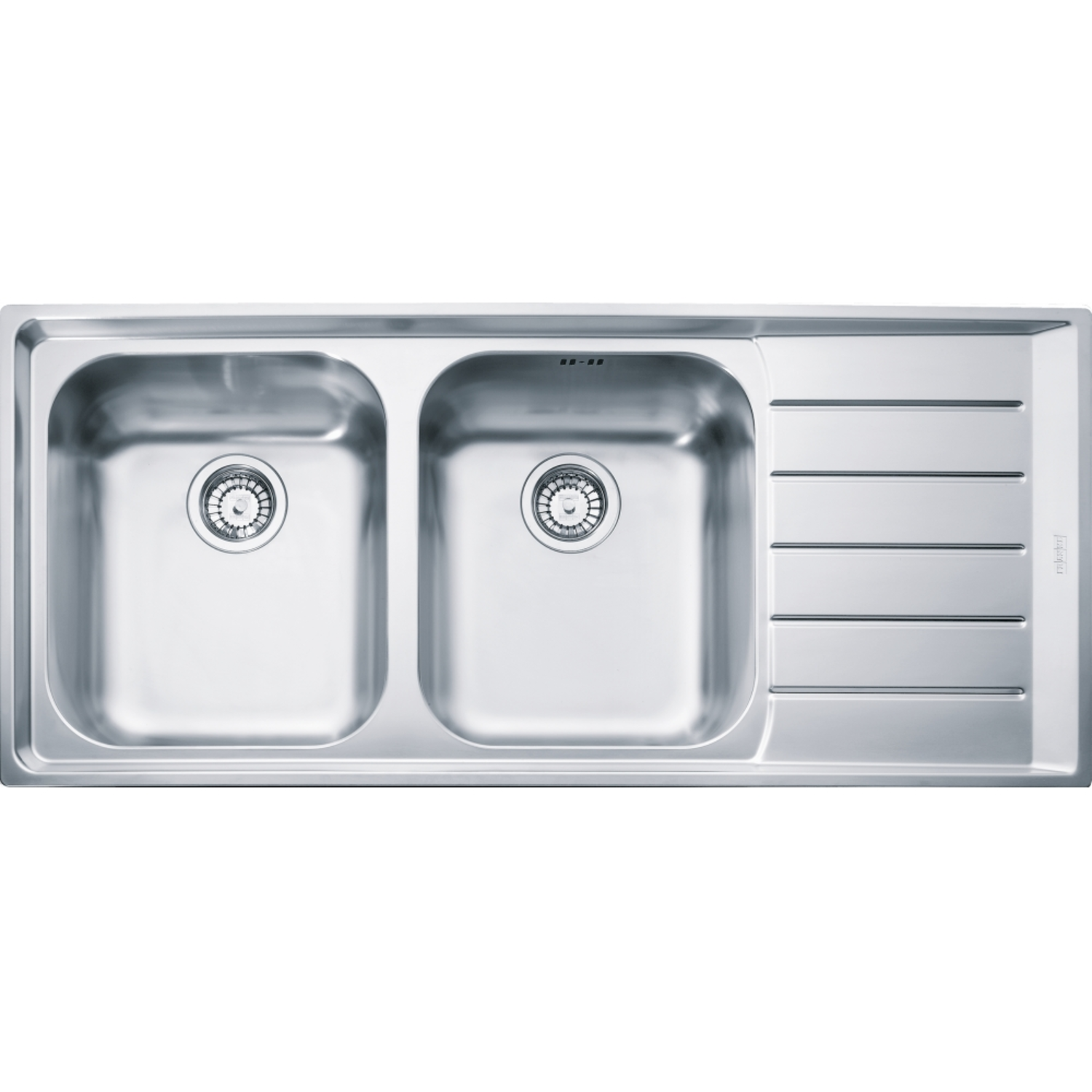 Neptune - Evier à affleurer & SlimTop / 1164 x 514 mm / 2 bassins / Lisse / Egouttoir à droite