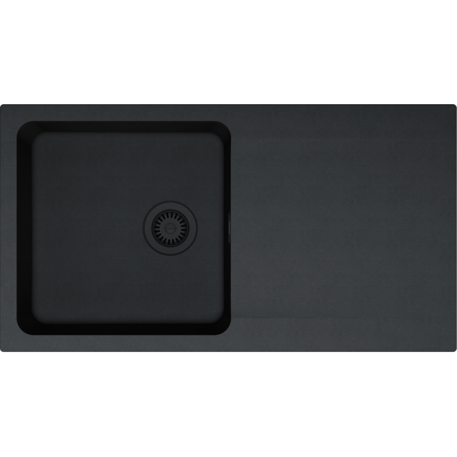 ORION - Evier à encastrer / 1 bassin / 940 x 510 mm / Vidage manuel / Carbone / Vidage Noir mat