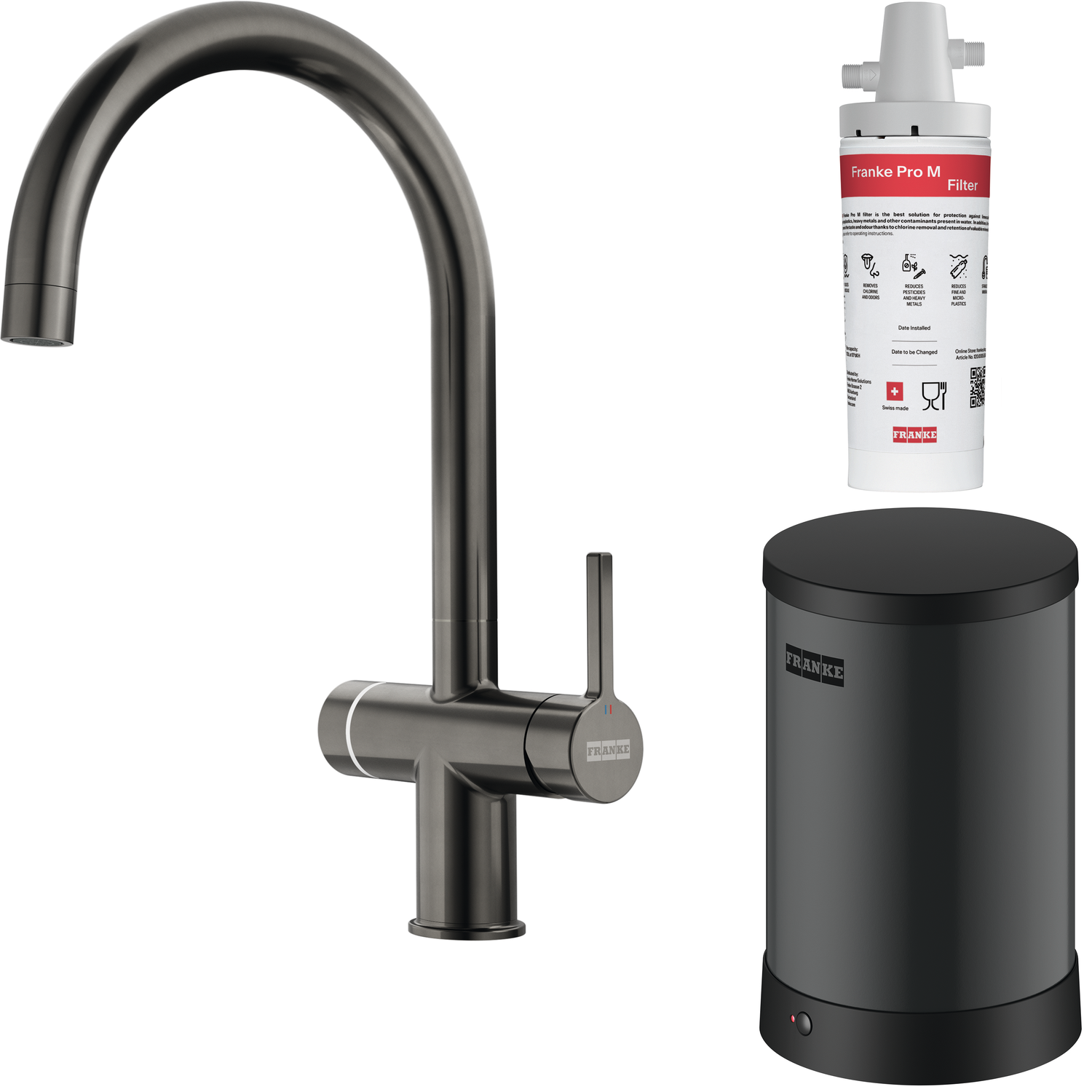 Maris Water Hub - Système 3 en 1 à bec orientable / Levier sur le côté / Anthracite / Bouilloire 4 litres
