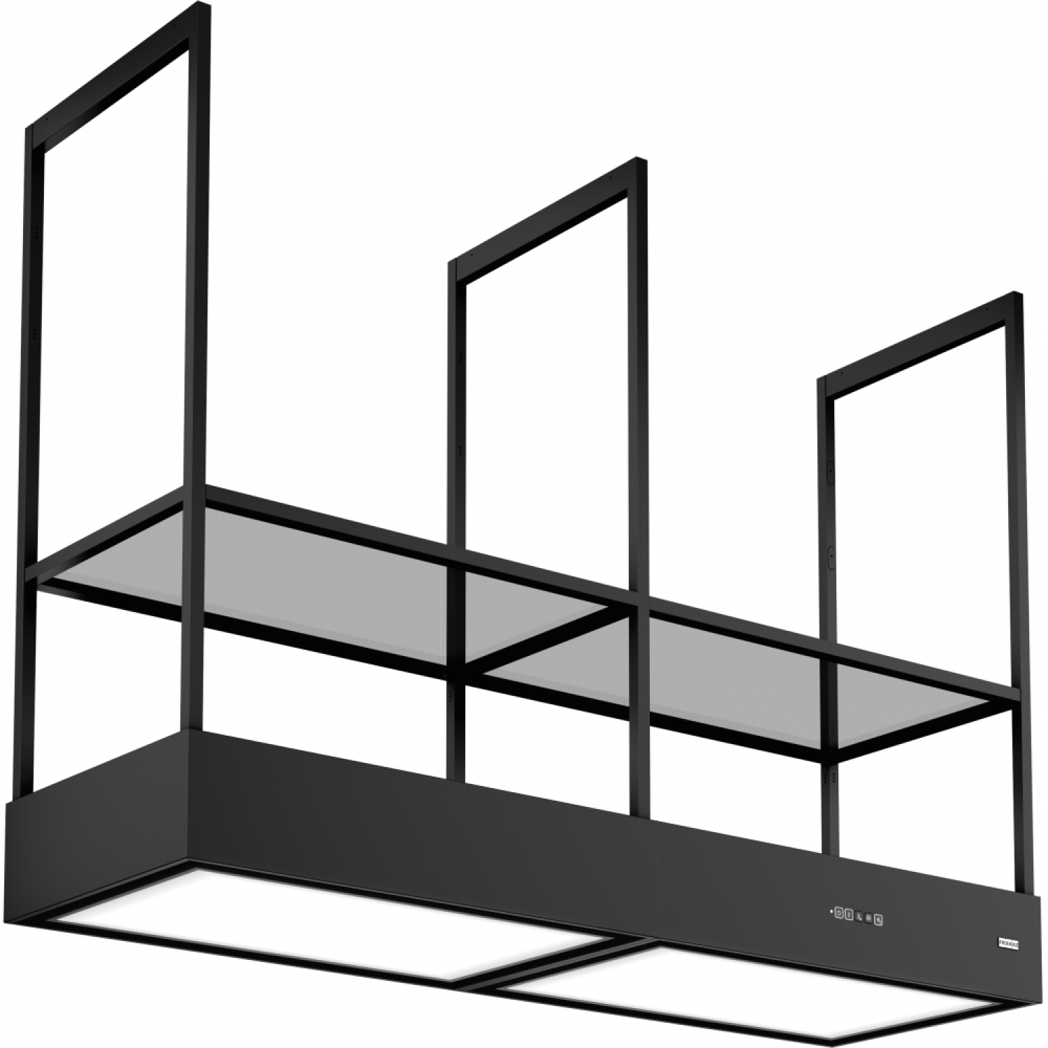 Mythos T-Shelf Evolution - Hotte îlot, noir mat, recirculation / 1600mm