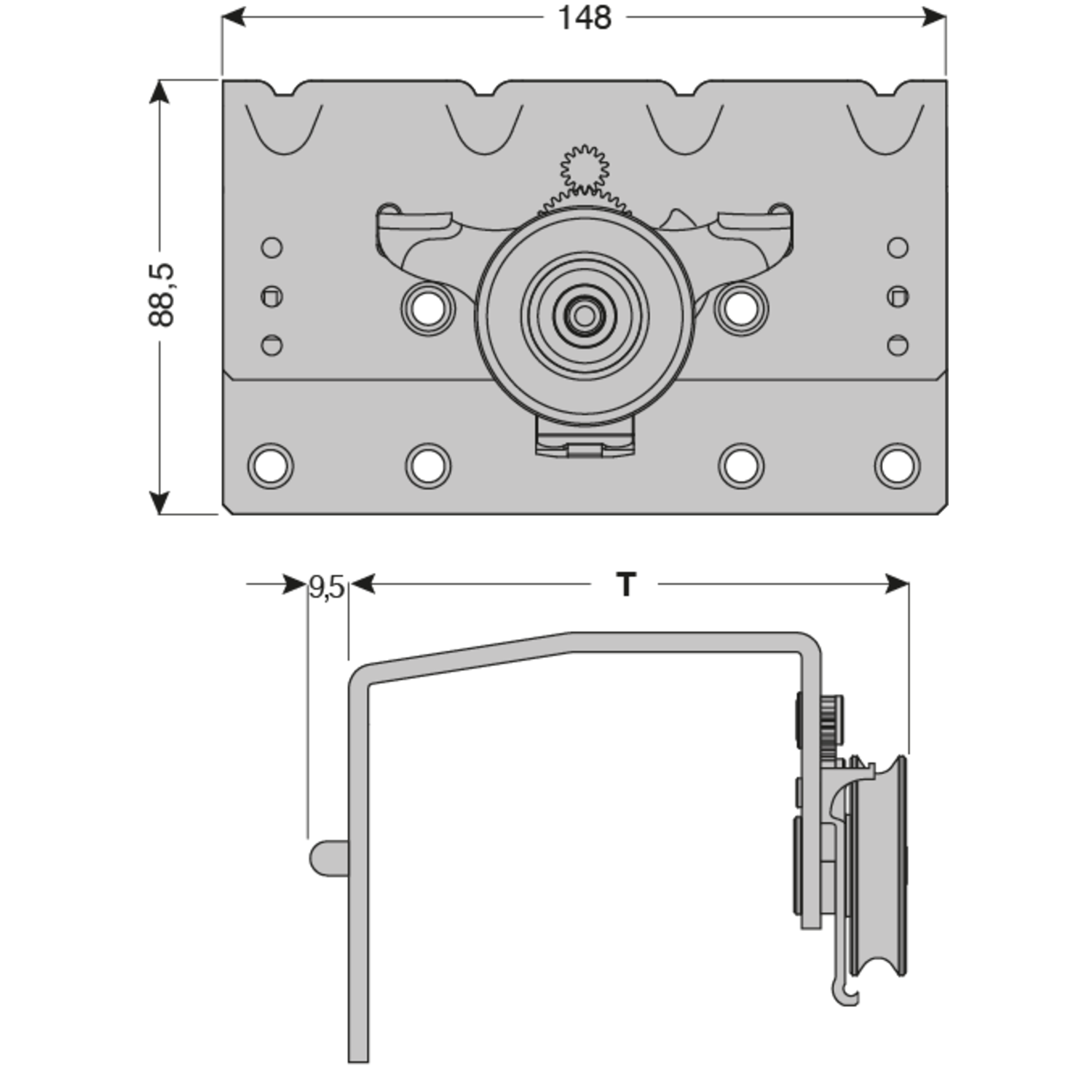PS48 beslag voordeur 18mm