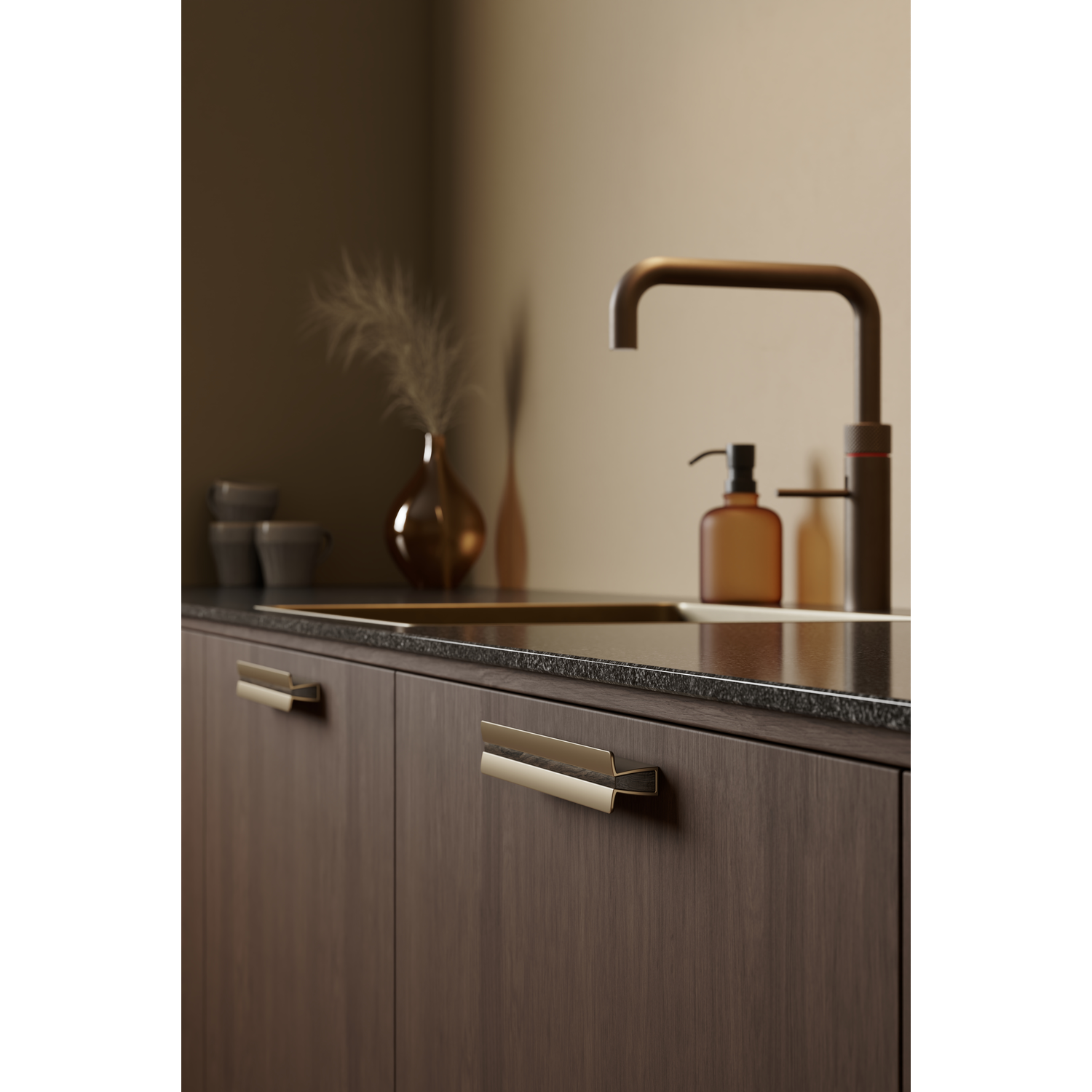 Greep PAPILLON ba160 walnoot + mat goud