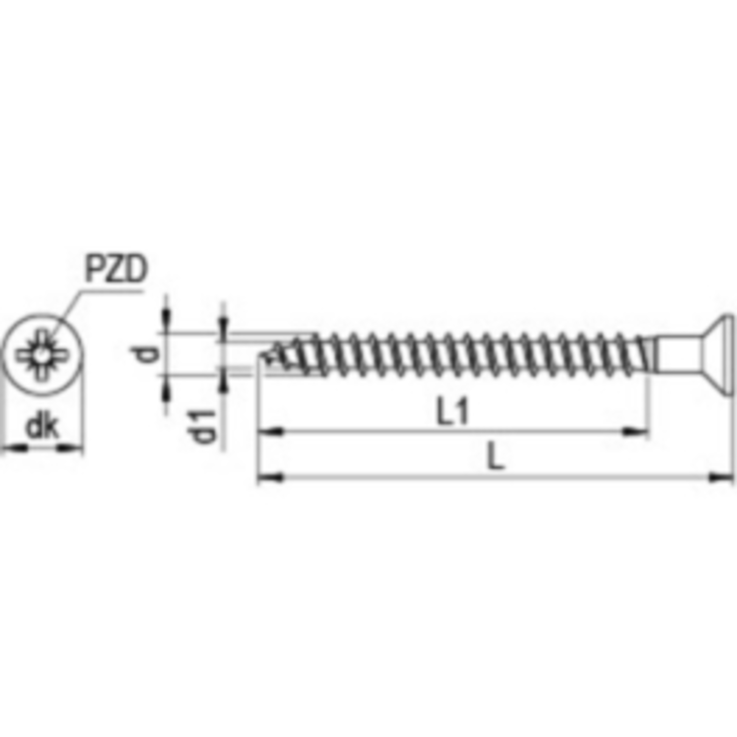 Vezelplaatvijs Pozidrive met boorgat 4.5 x 45