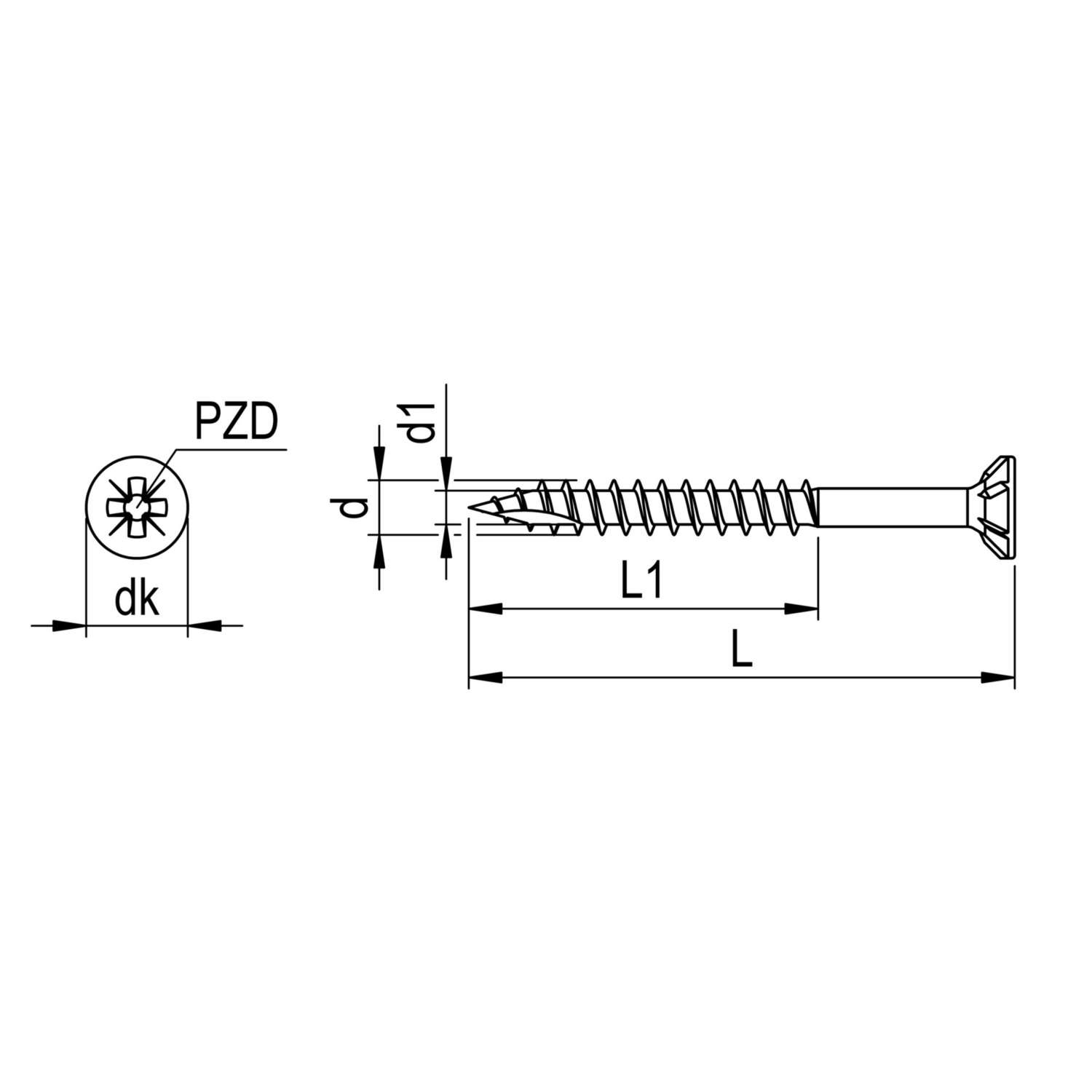 Vis inox TP Pozidrive avec tête fraisée 3 x 25
