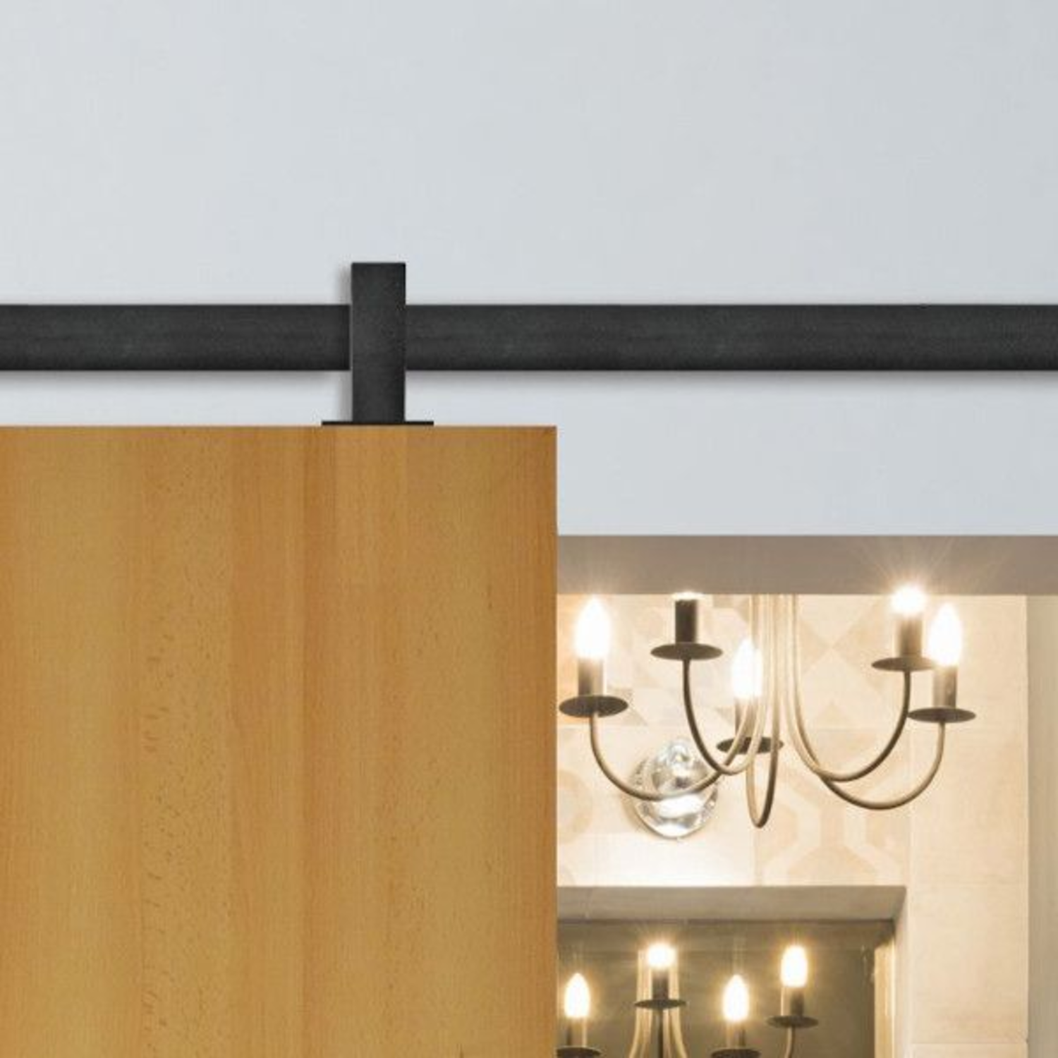 Runway schuifdeurset staal zwart 80kg l.2300mm voor deurbladbreedte 1010-1120mm