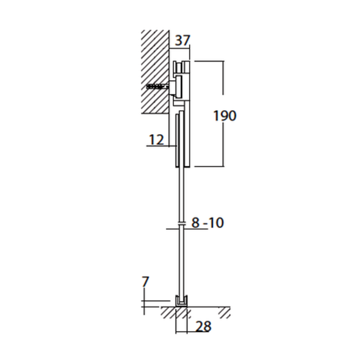 Runway schuifdeurset staal zwart 80kg l.2300mm voor deurbladbreedte 1010-1120mm