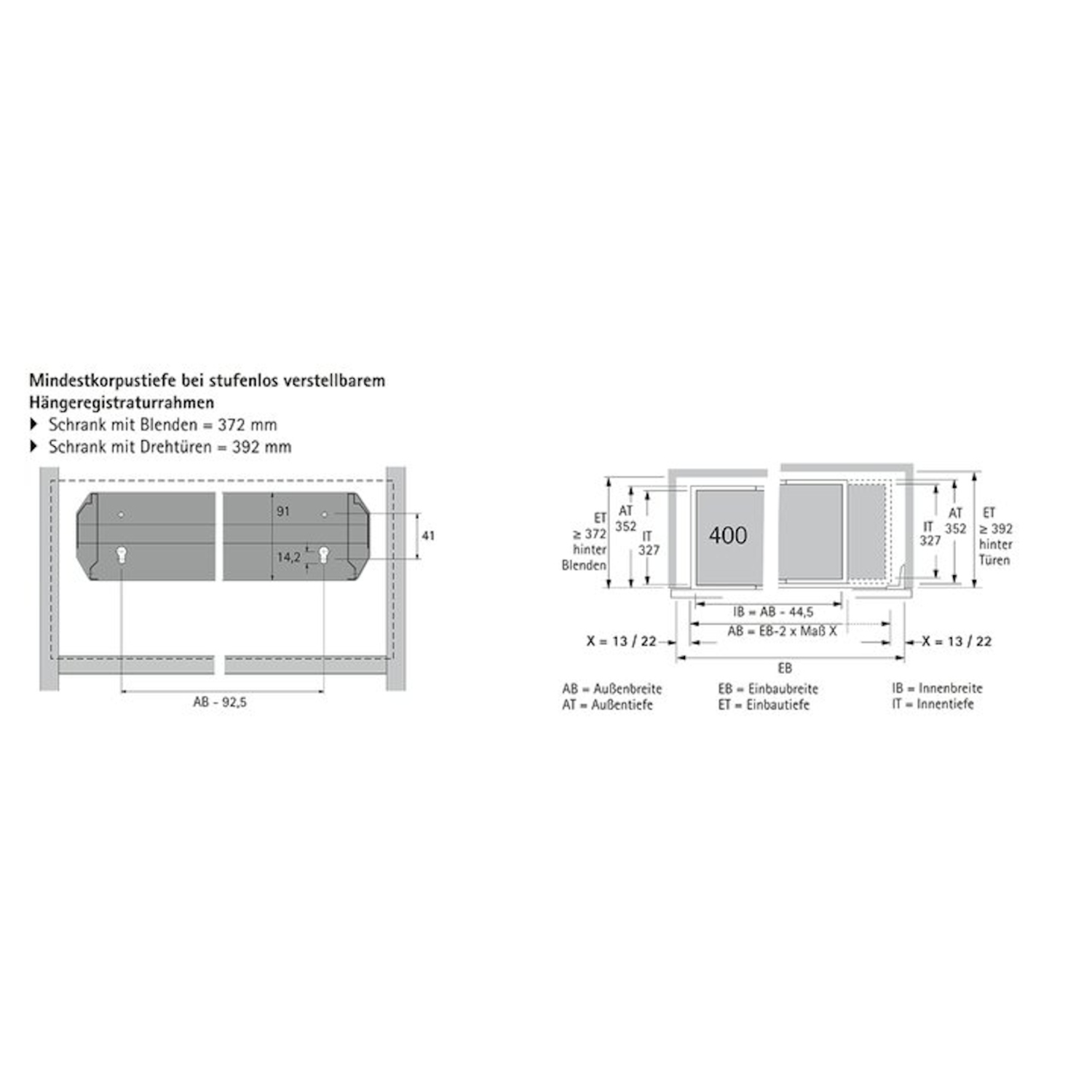 Cadre à dossiers suspendus à largeur réglable en continu Systema Top 2000, 1032 - 1204, aspect aluminium