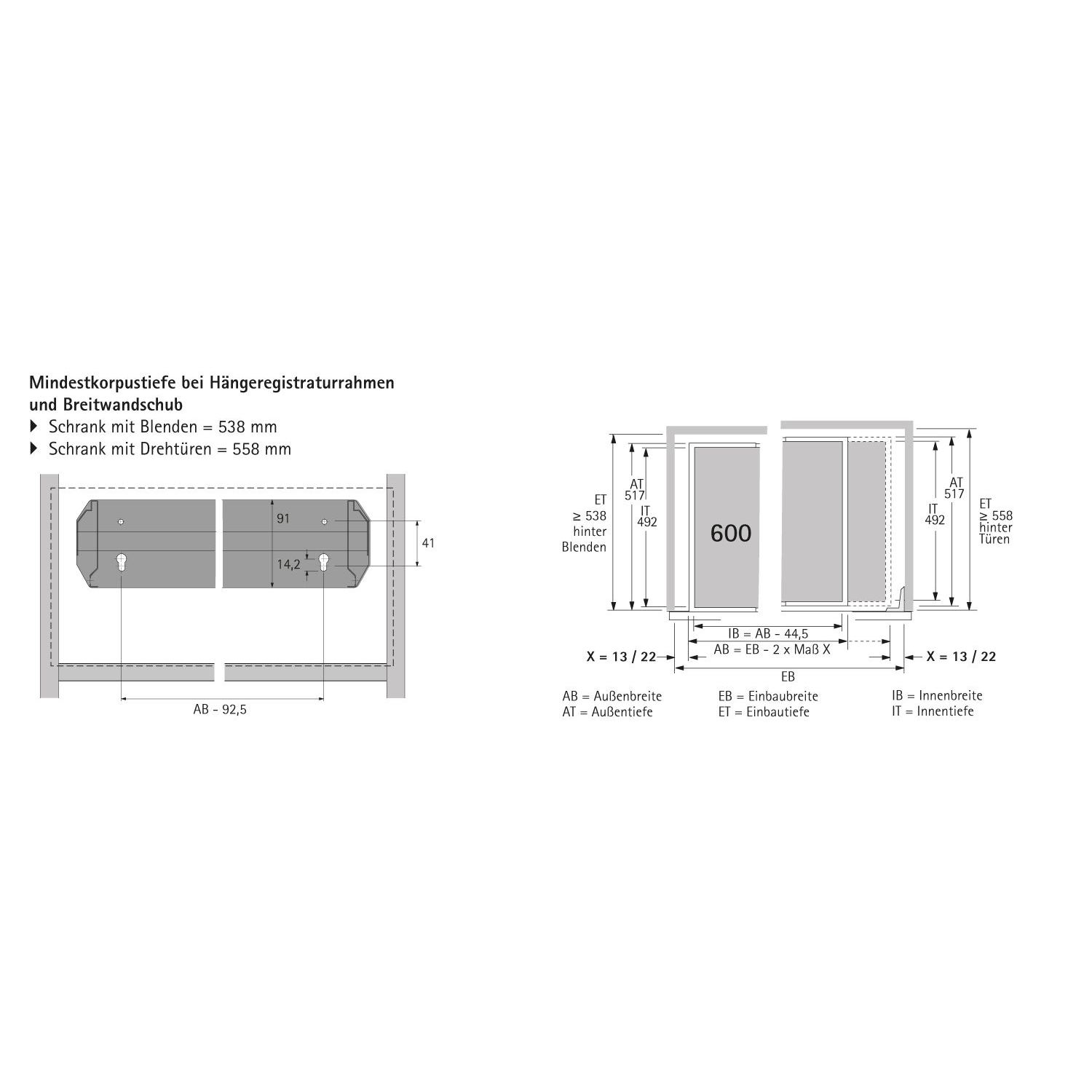 Hangmapregisterframes Systema Top 2000, 1136 x 517 mm, Aluminiumkleurig