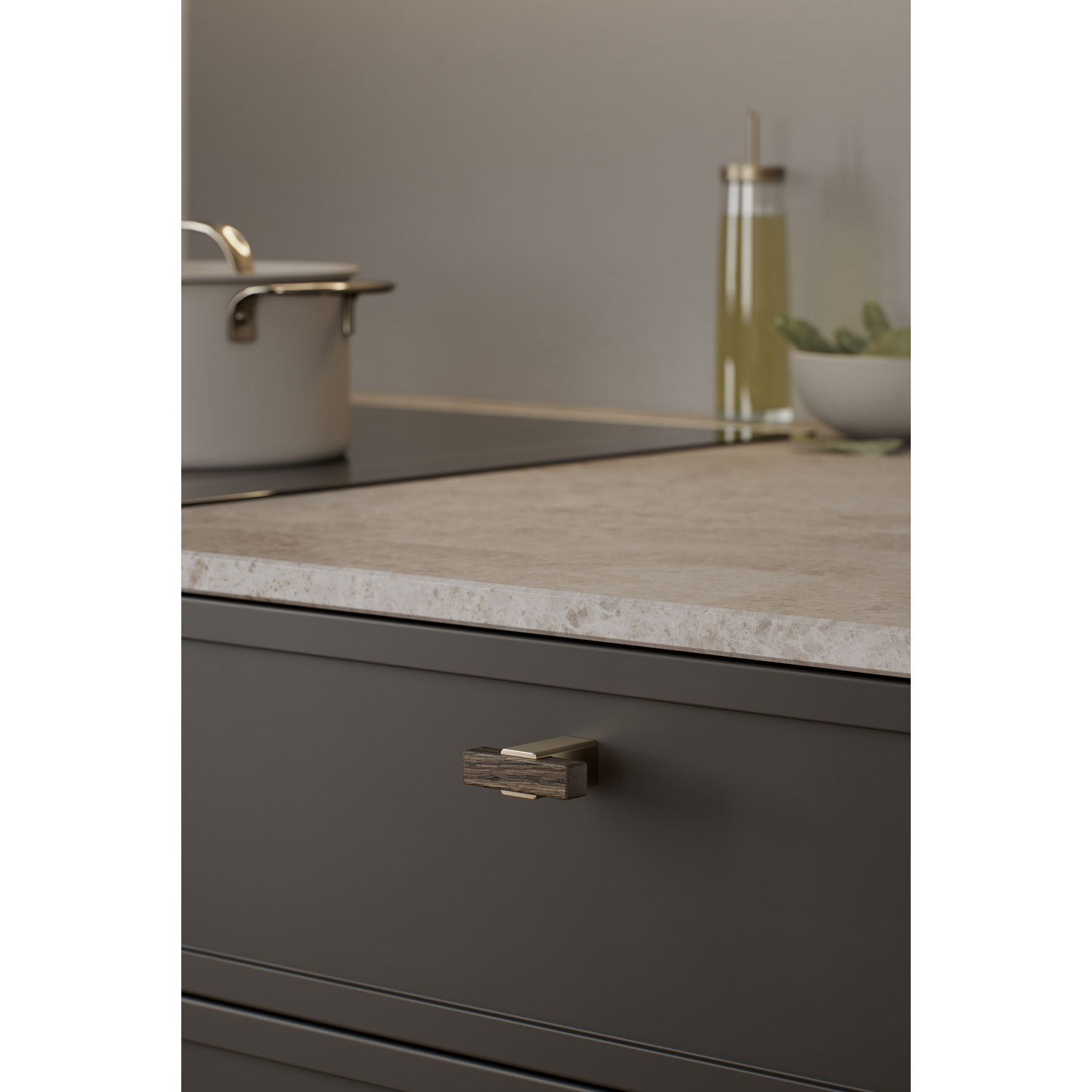 T-knop SEGMENT l40 walnoot + geborsteld goud