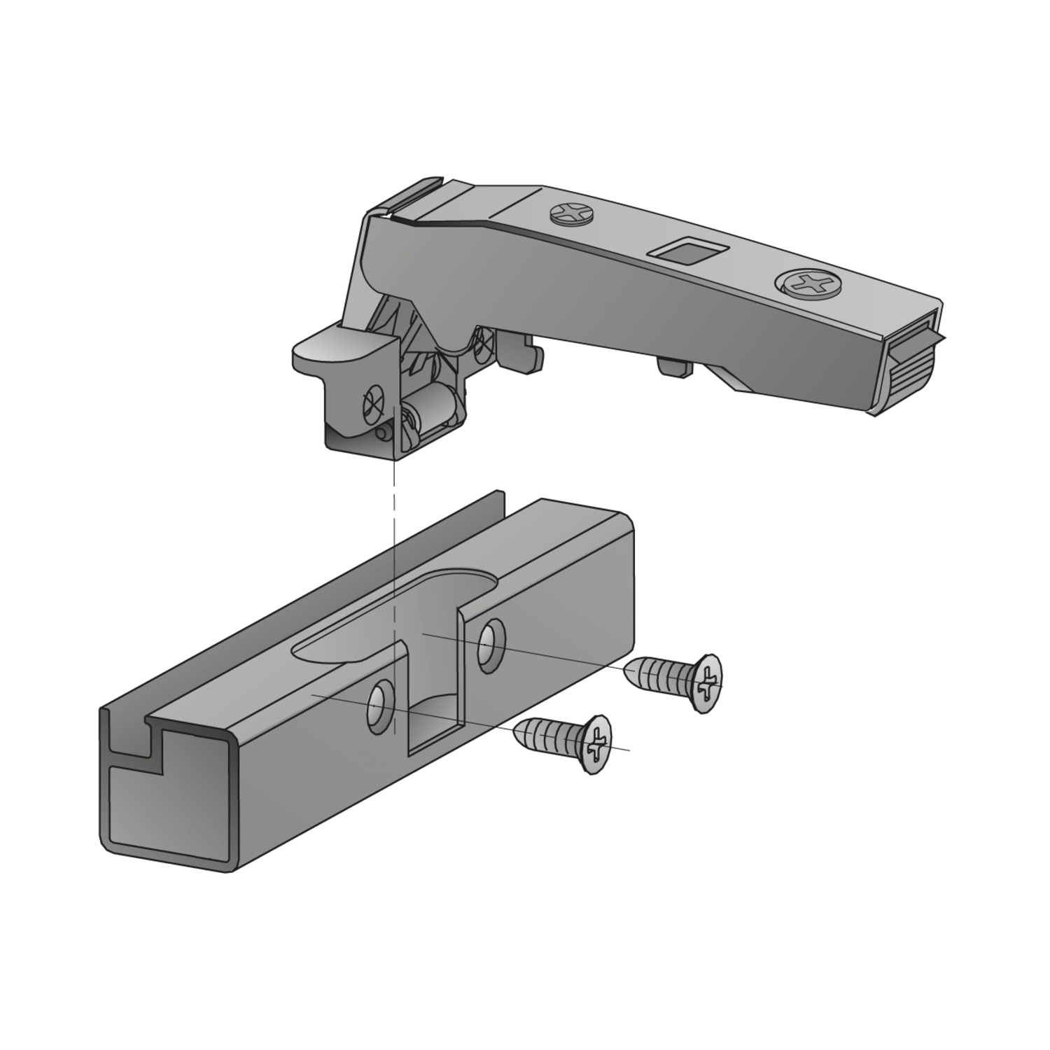 Sensys scharnier voor aluminium frame met geïntegreerde demping (Sensys 8638i), in obsidiaanzwart, opliggend, openingshoek 95°, voor schroefbevestiging (-)