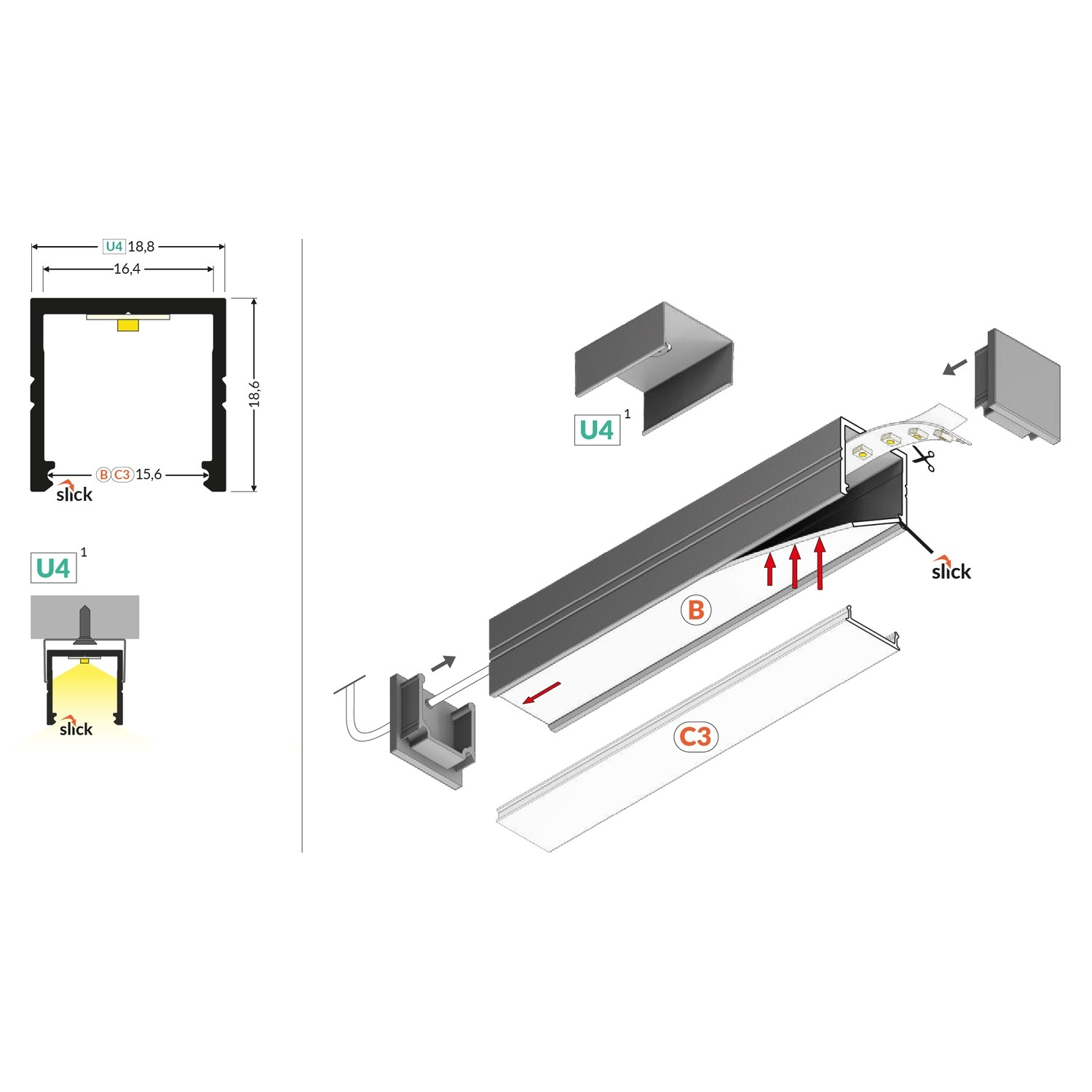 Led profiel Smart16 B/U4 2000 wit