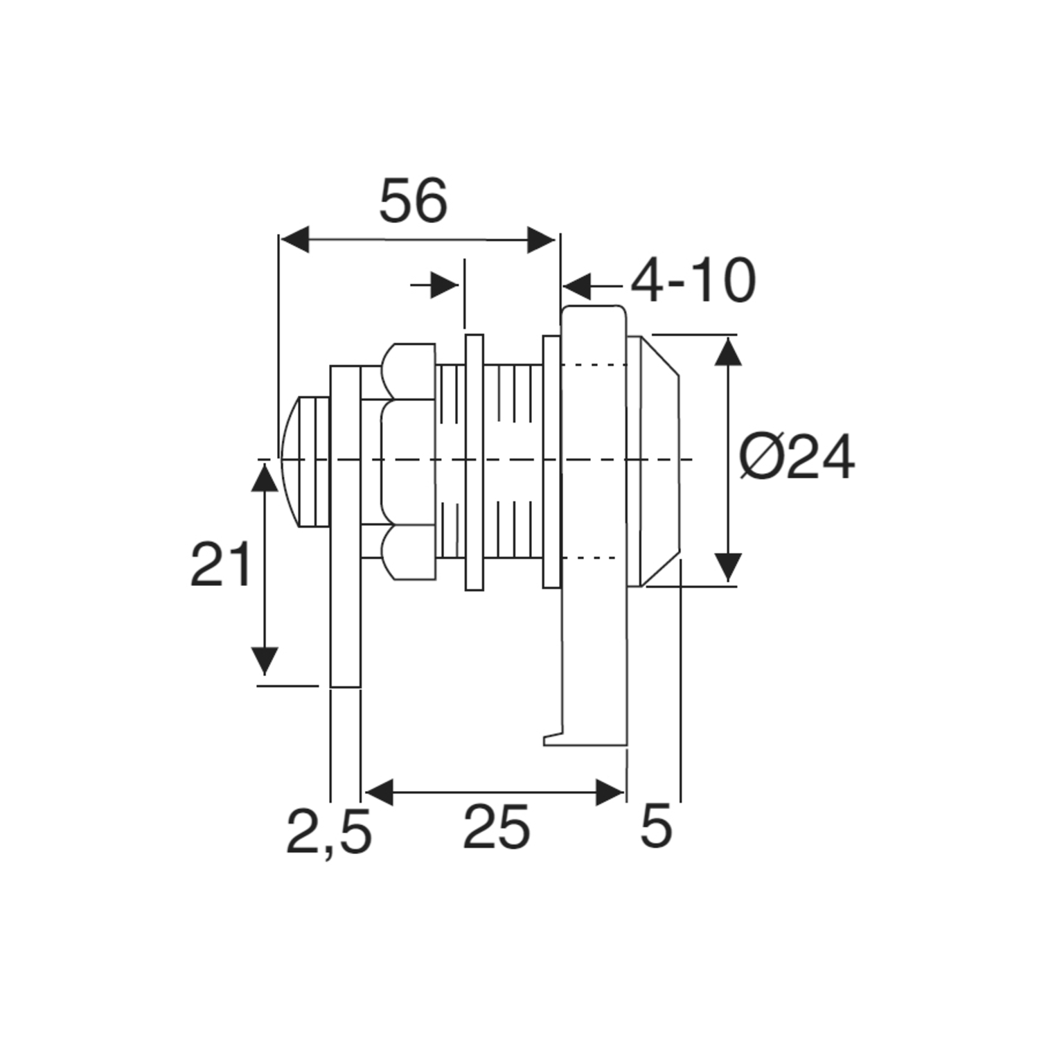 Glasdeurslot 4-10mm met sluitplaat