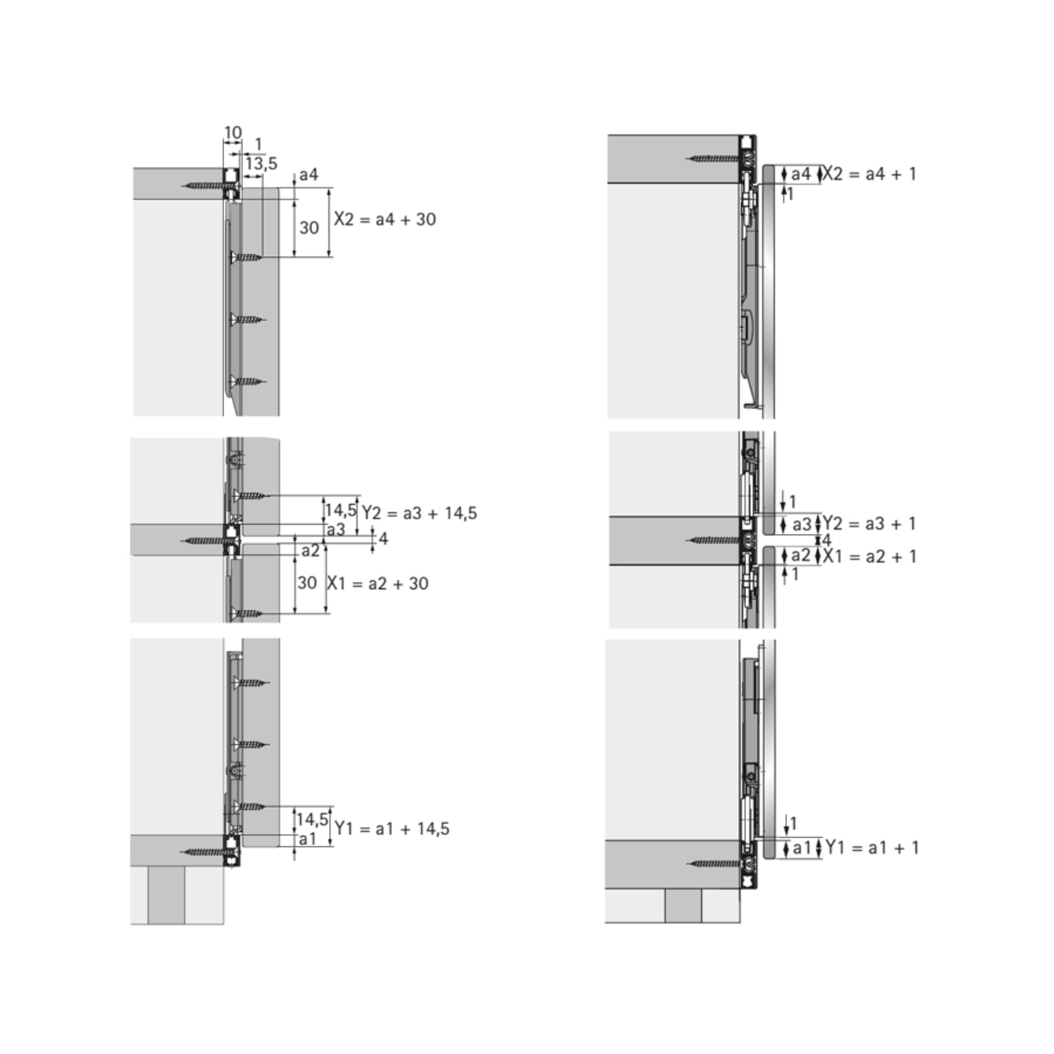 SlideLine M Beslagset voor gedempte deuren (sluitings-, openings- en collisiedemping), 10 kg, Minimale deurbreedte mm: 450
