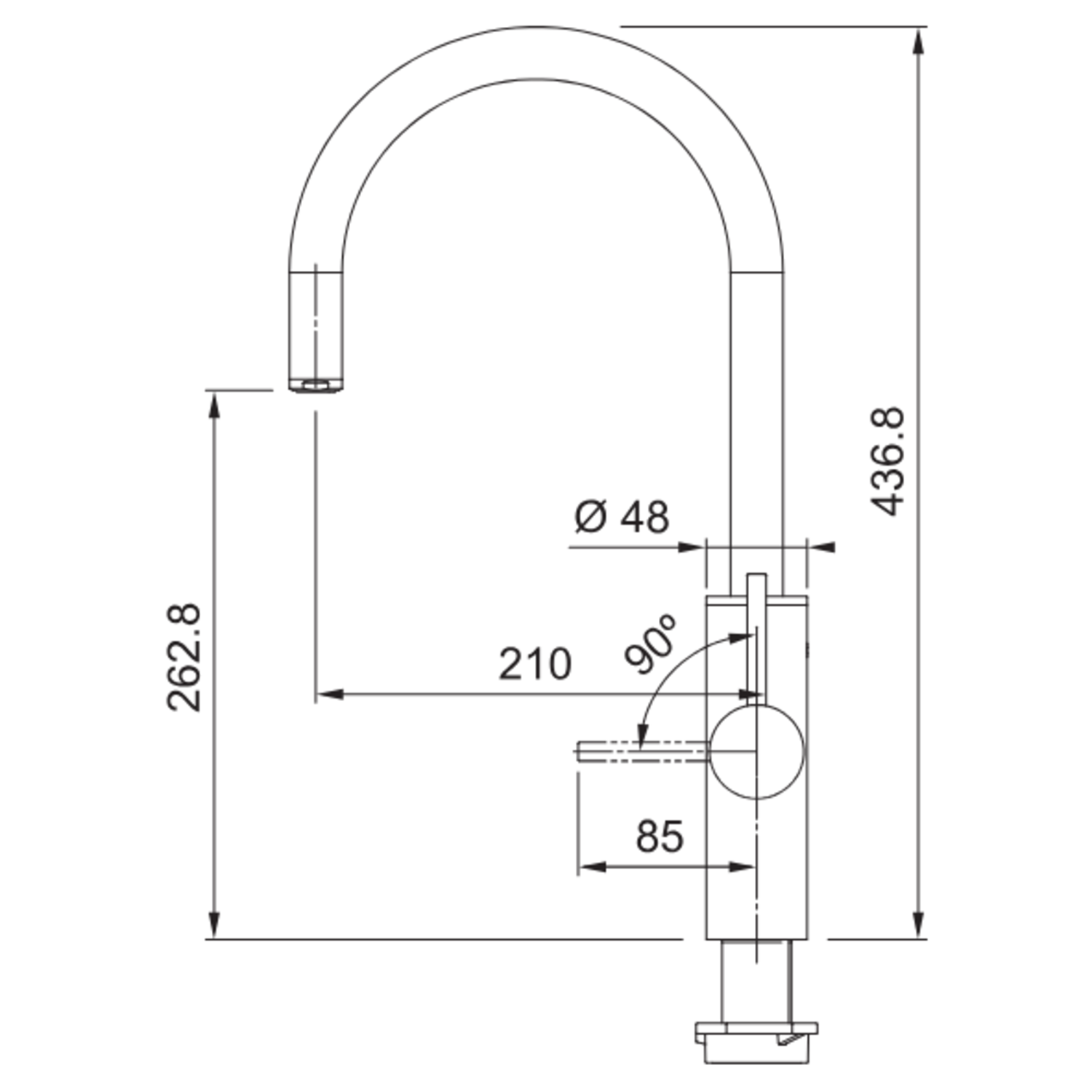 Mythos Water Hub 6 en 1 - Mitigeur à bec orientable / Levier sur le côté / Noir mat