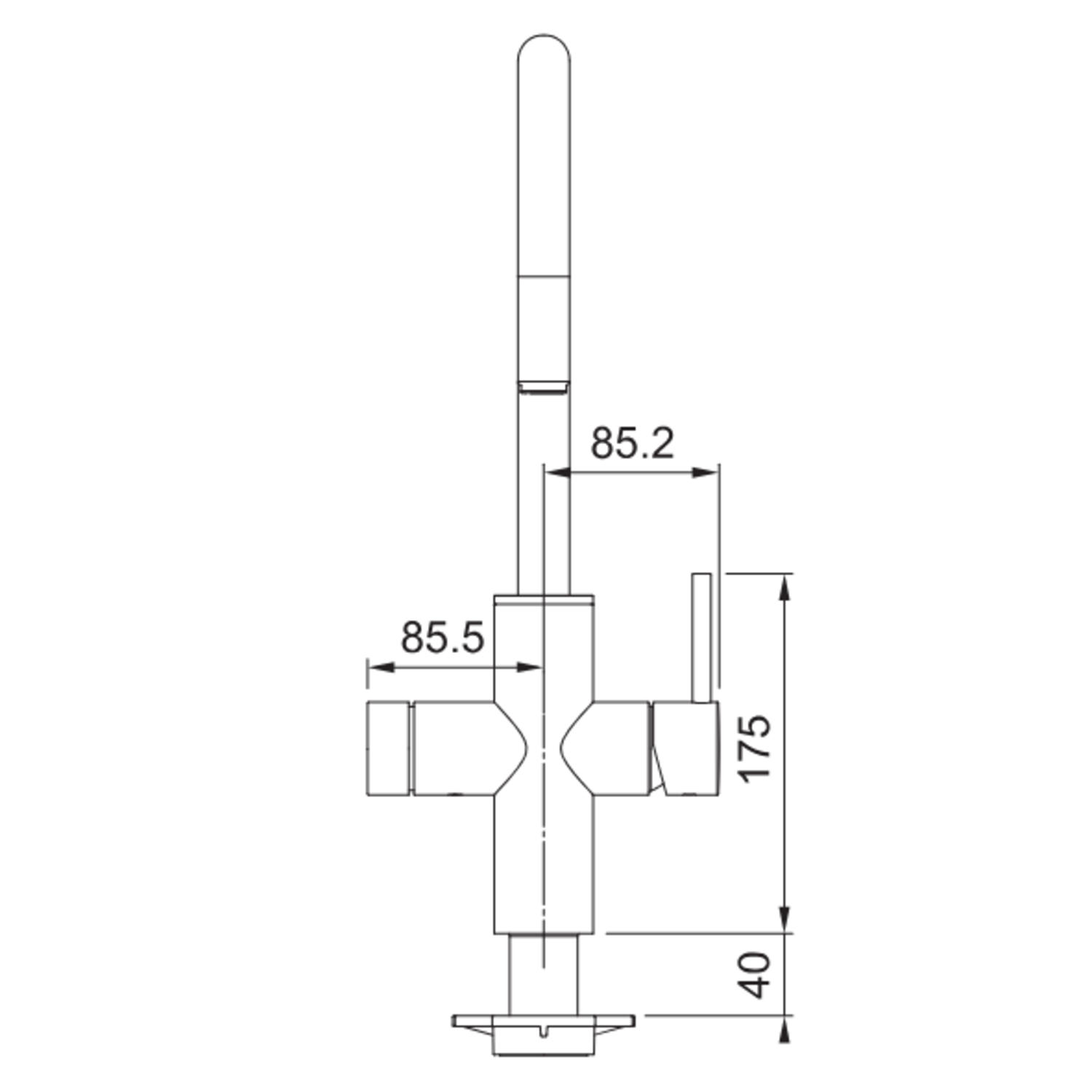 Mythos Water Hub 6 en 1 - Mitigeur à bec orientable / Levier sur le côté / Noir mat