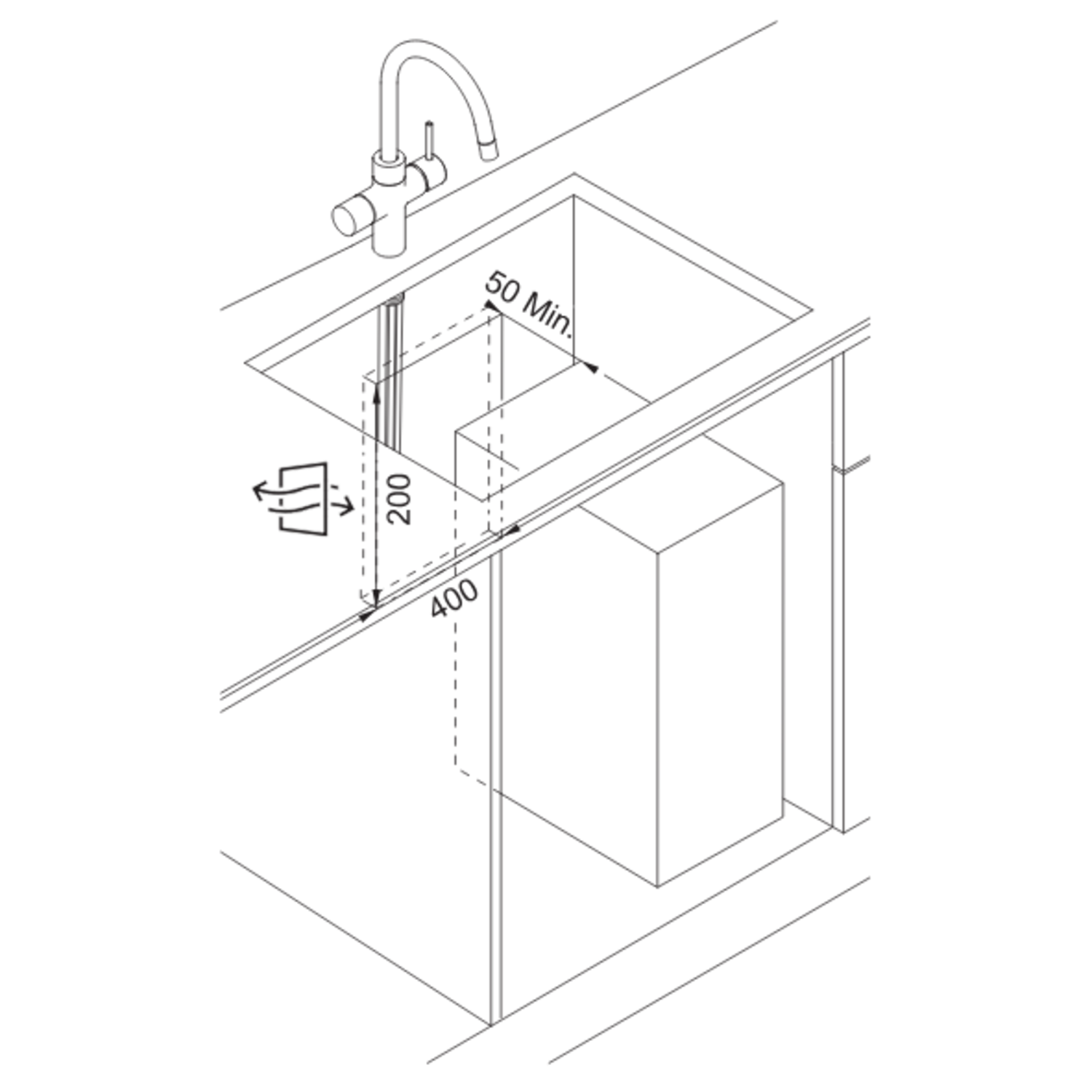 Mythos Water Hub 6 en 1 - Mitigeur à bec orientable / Levier sur le côté / Noir mat