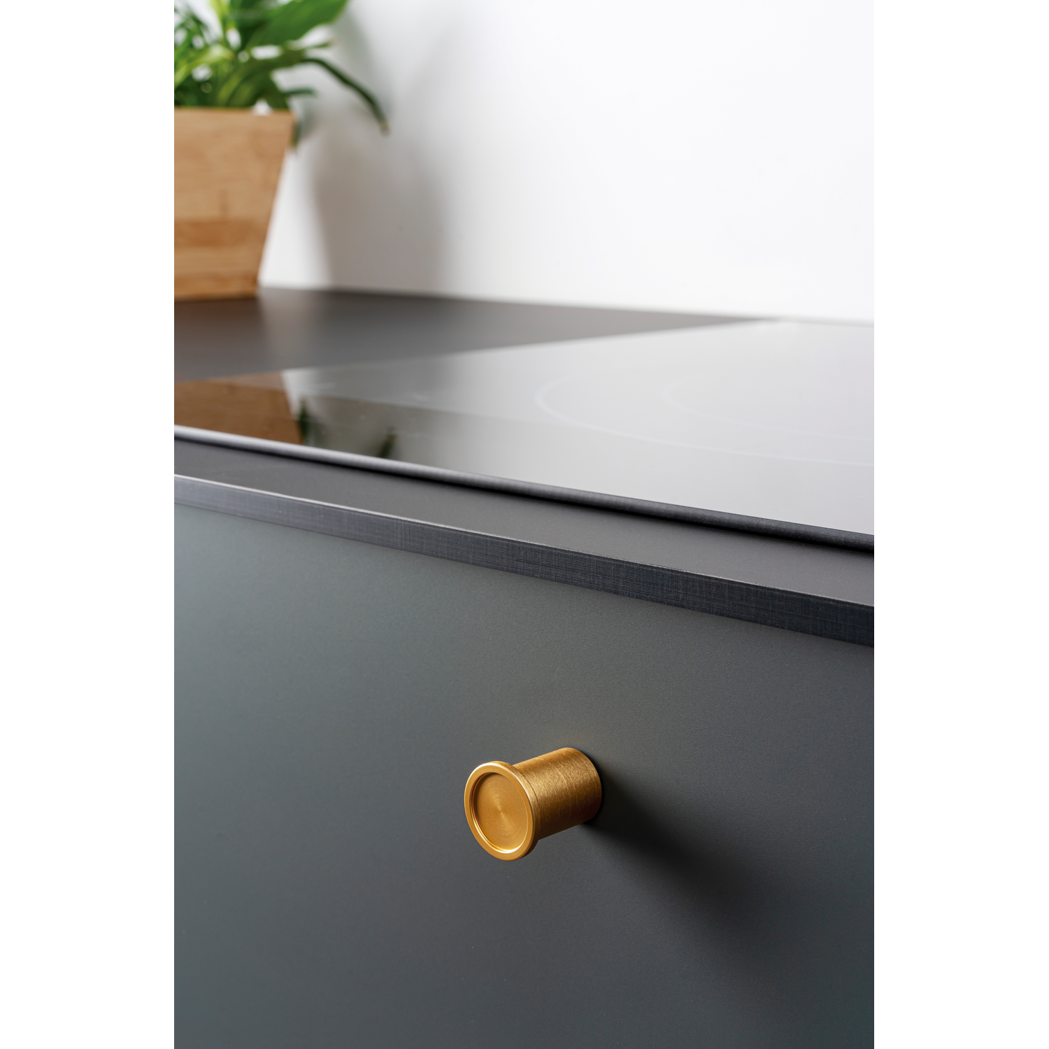 Knop ROUND Ø25 aluminium geborsteld zwart