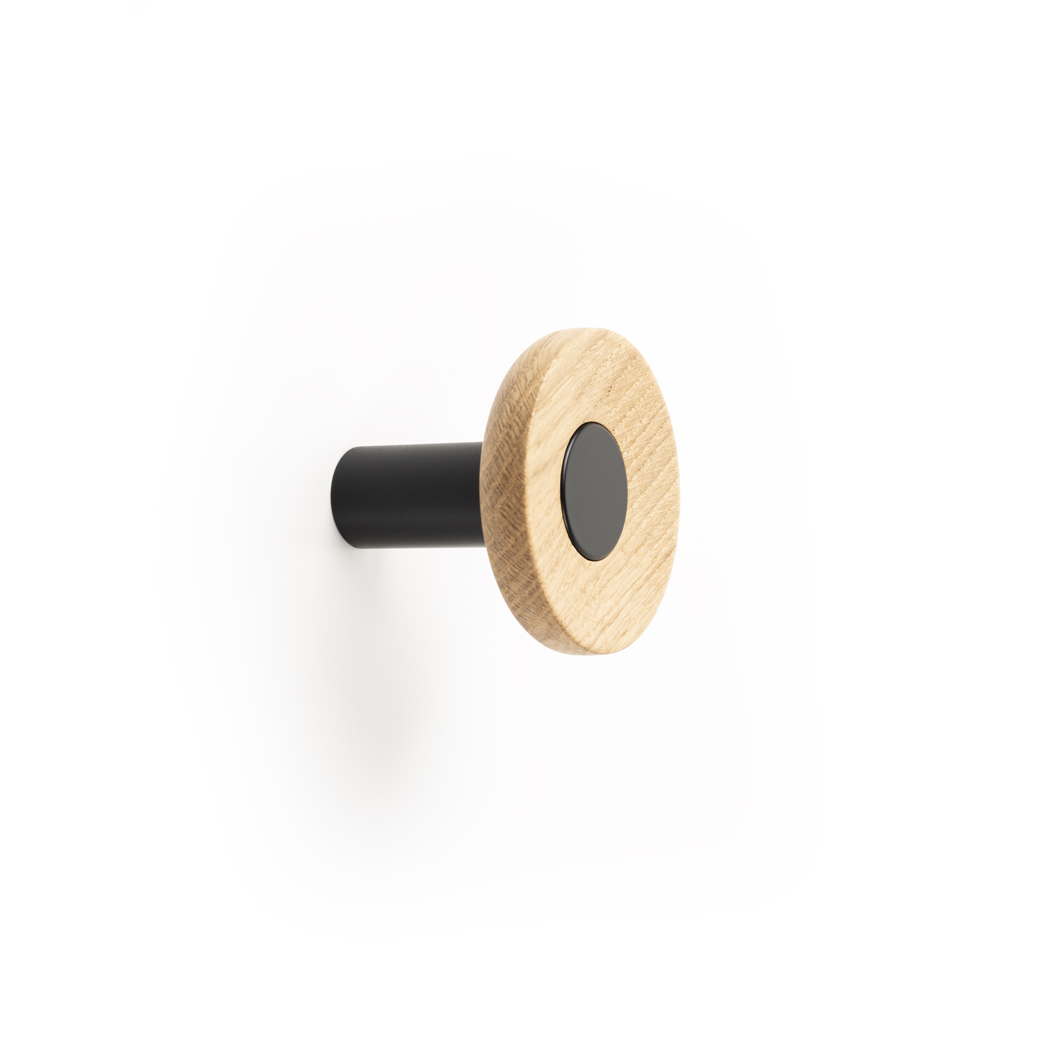 Porte-manteaux ZOOT Ø60 bois / aluminium mat noir / chêne