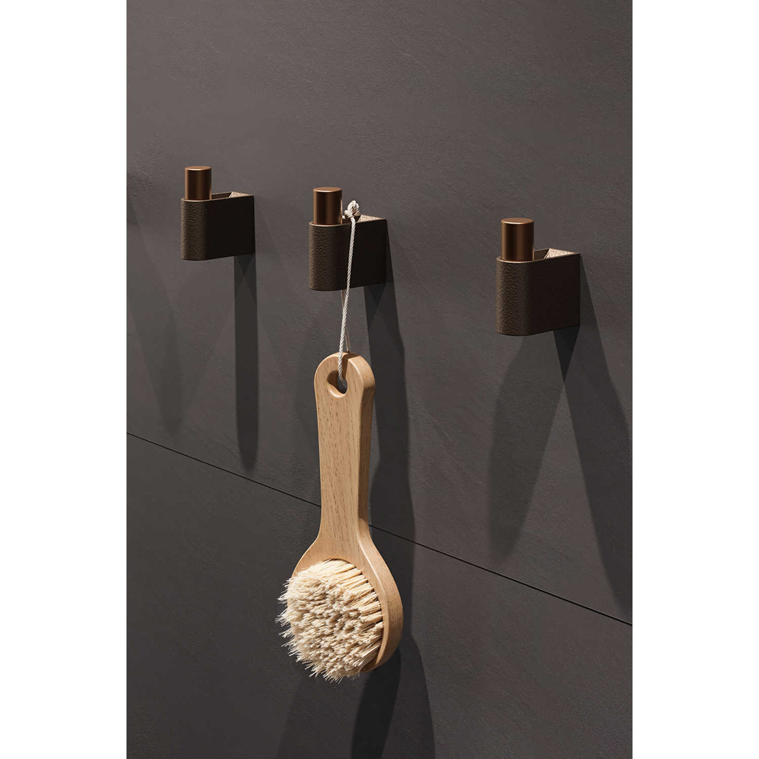 Porte-manteaux CASEY L50 aluminium / zamac métallisé brun texture / mat bronze