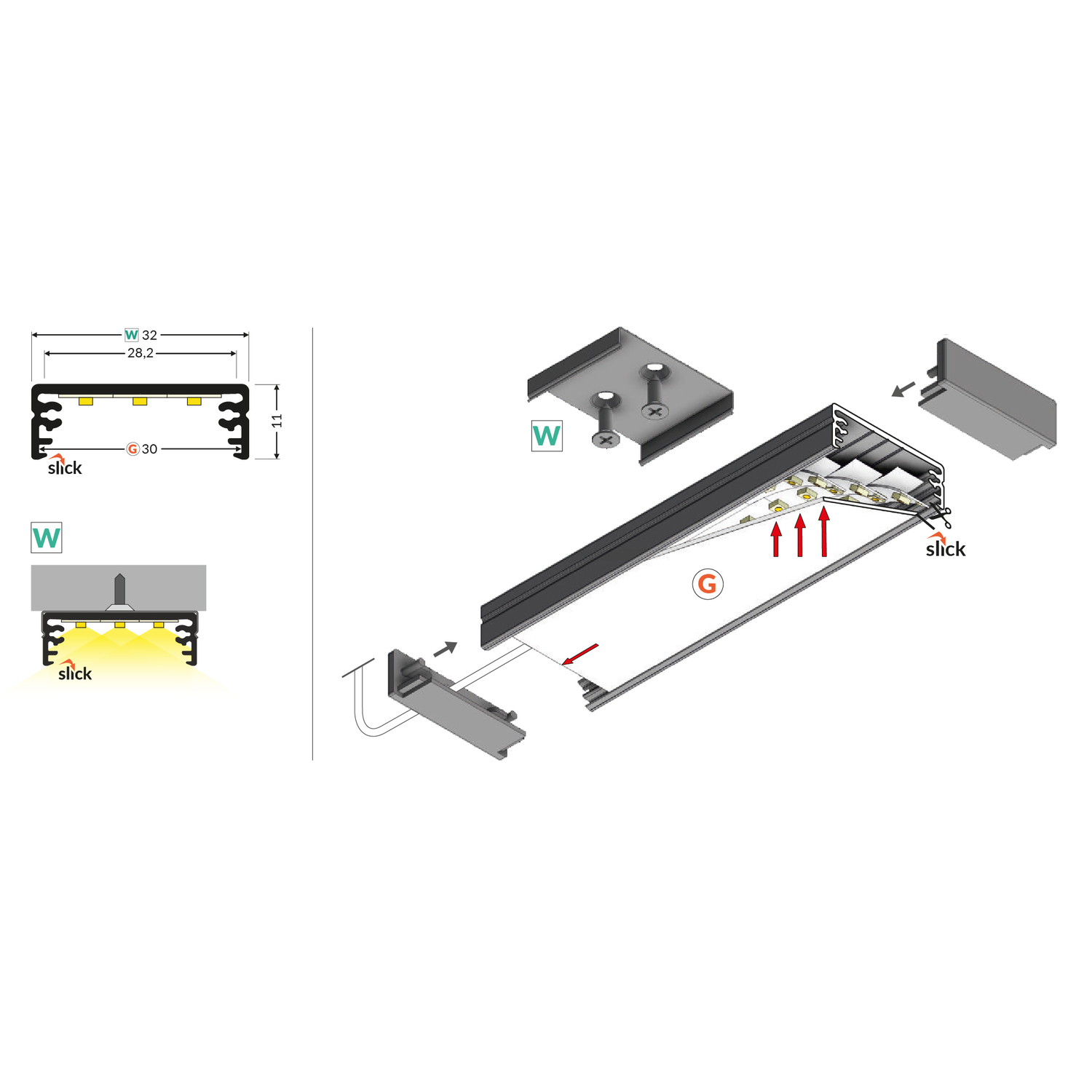 Led profiel Wide24 G/W 2000 wit