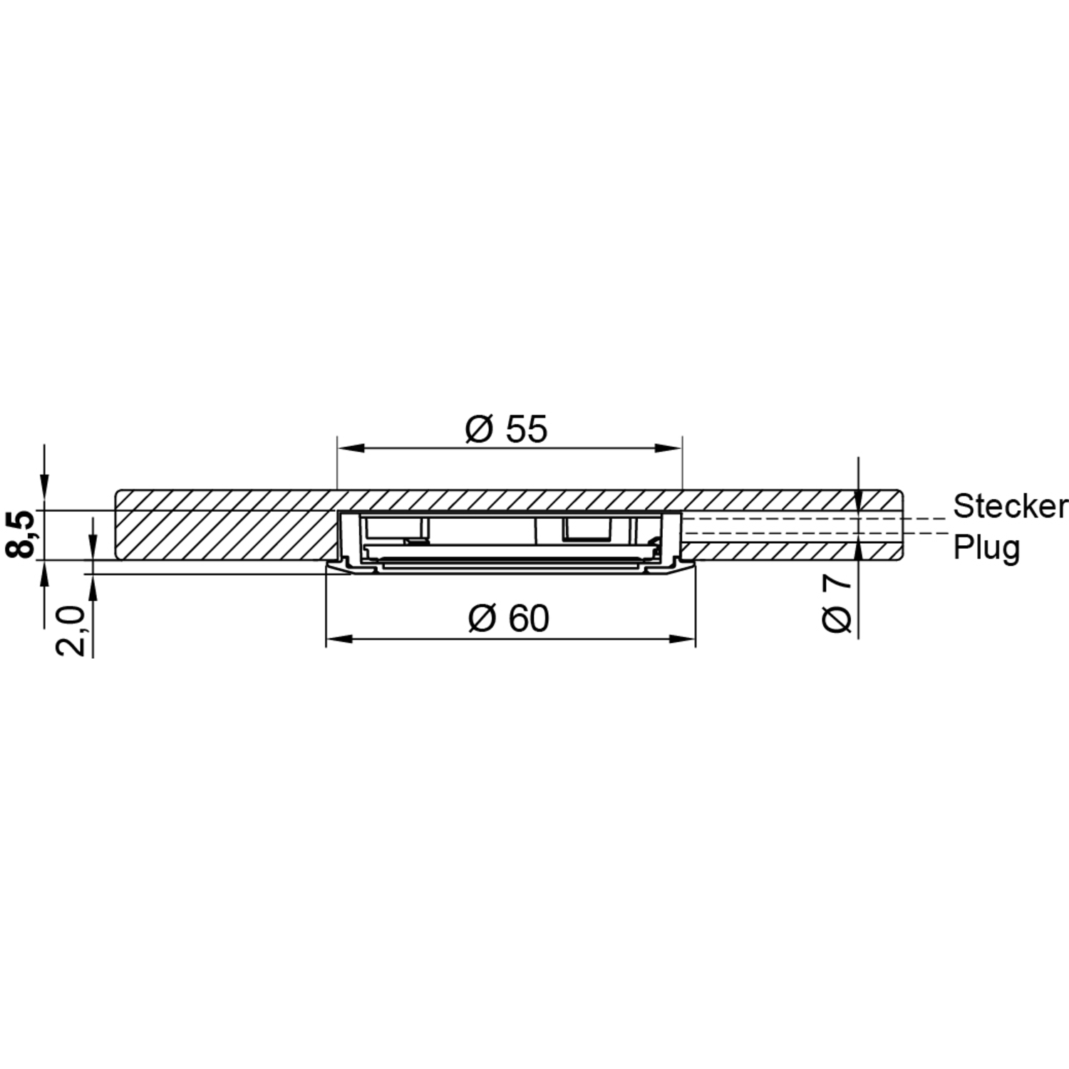 Ld8001-55 Led encastastrable 3W 3000K alu 