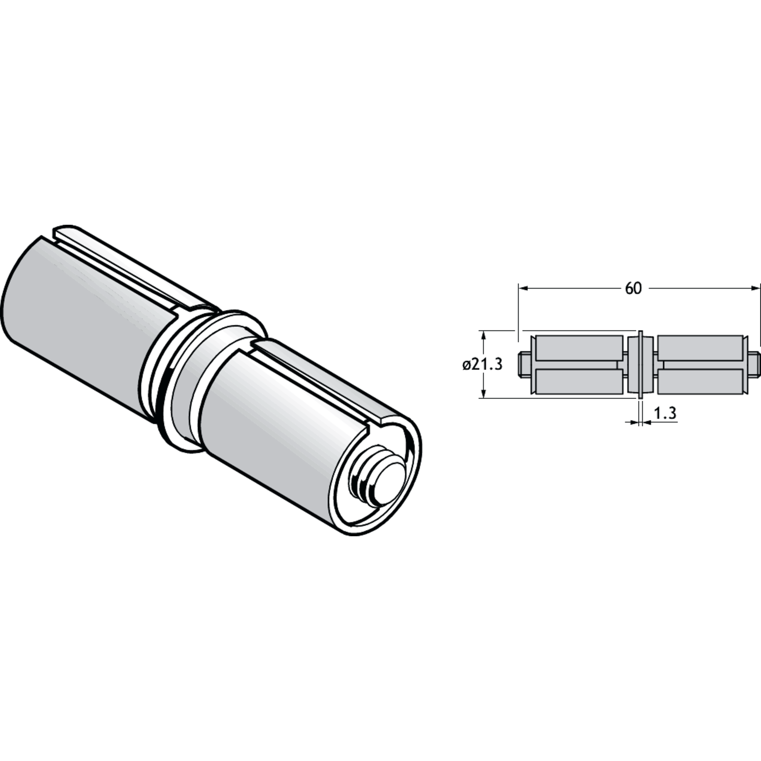 Pba 500-inox sat. raccord droit pour tubes 22mm