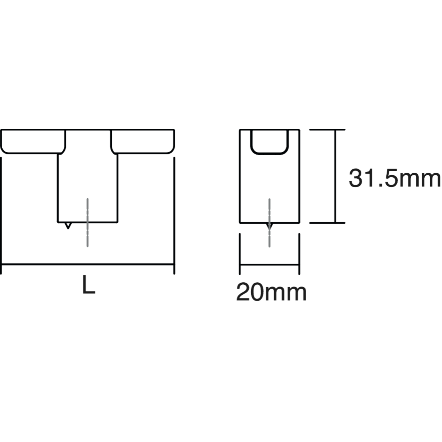Bouton T FUSION L58 zamac mat noir