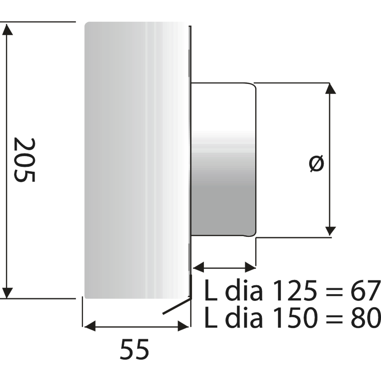 Paneir beta jalousie inox/blanc d.150mm 