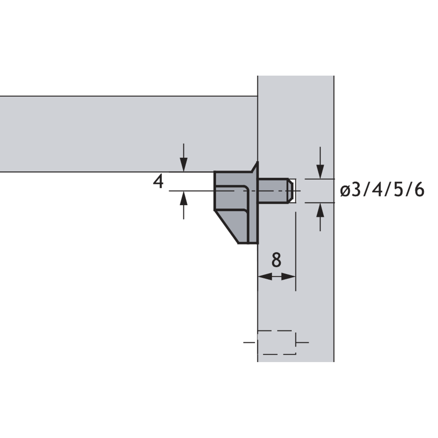 legplankdrager Safety , ø 3 mm, staal, kunststof glashelder