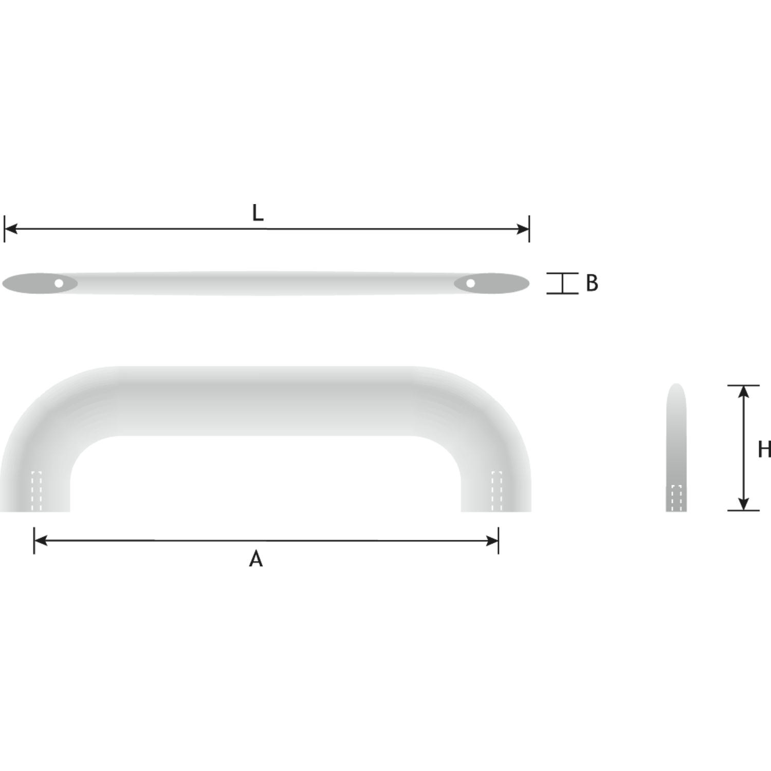 Poignée courbé zmc 340mm blanc mat cc 320mm 