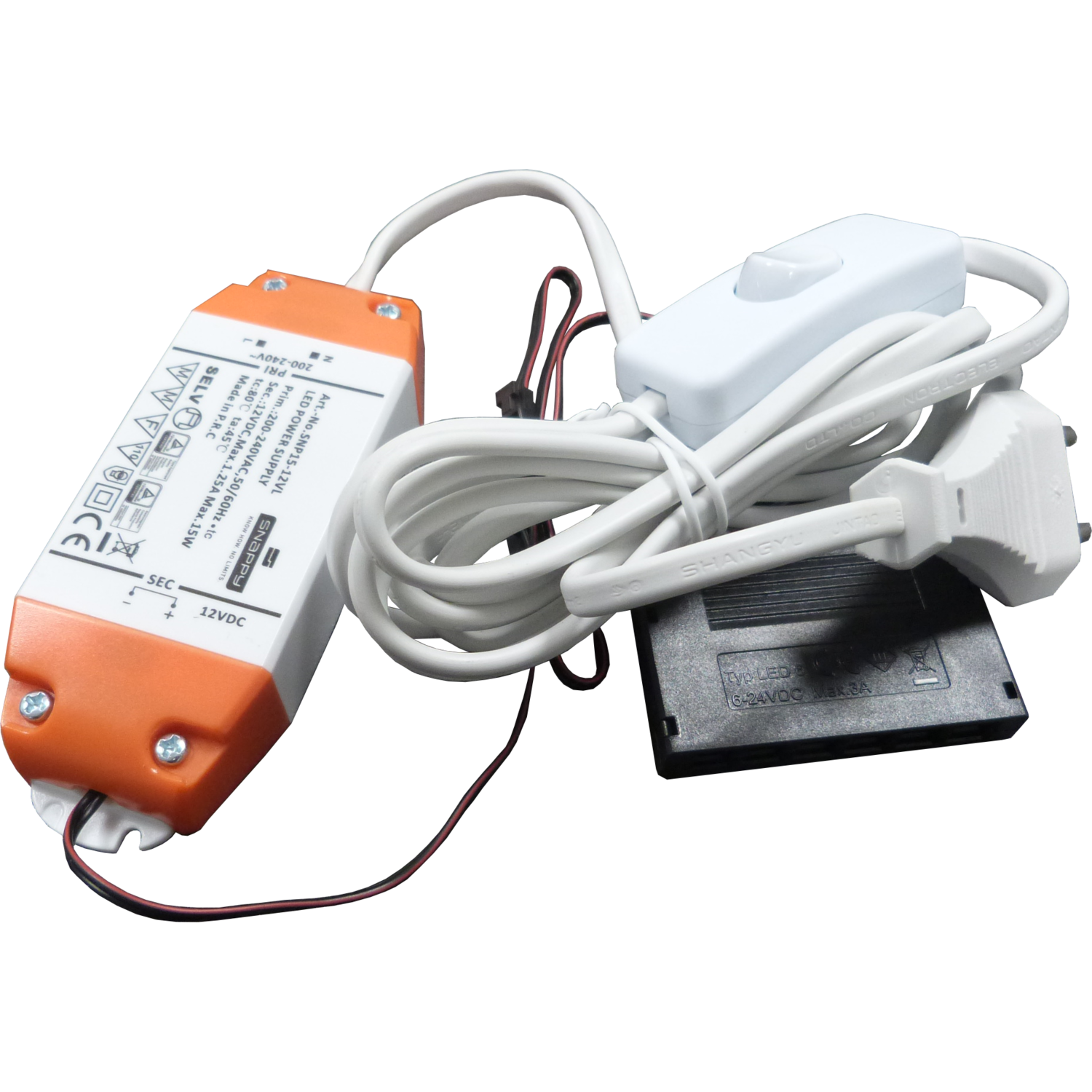 Led transfo 15 W 91x40x19mm+6x verdeler