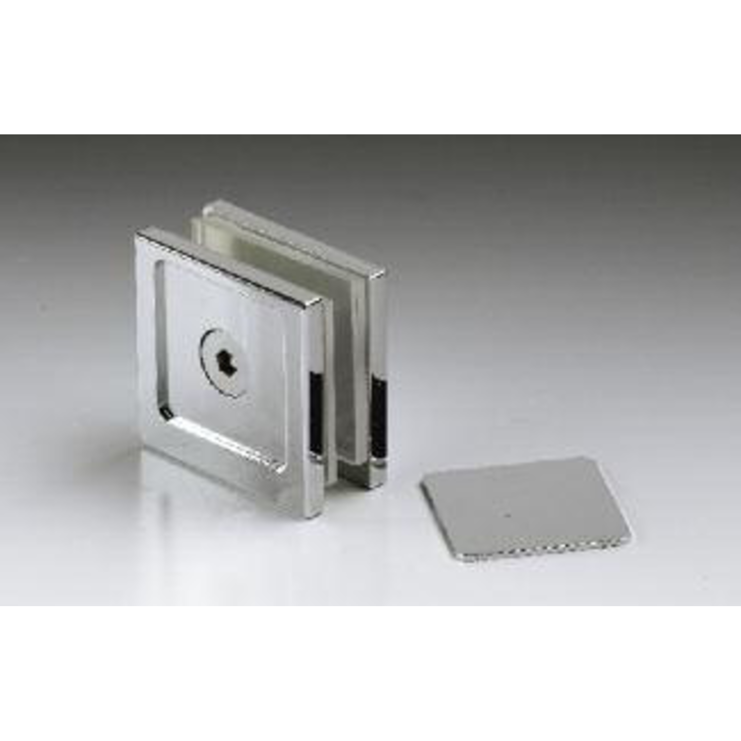 Klem wand/glas gelijk met de wand, voor 6/12 mm glas, B40 H40, chroom
