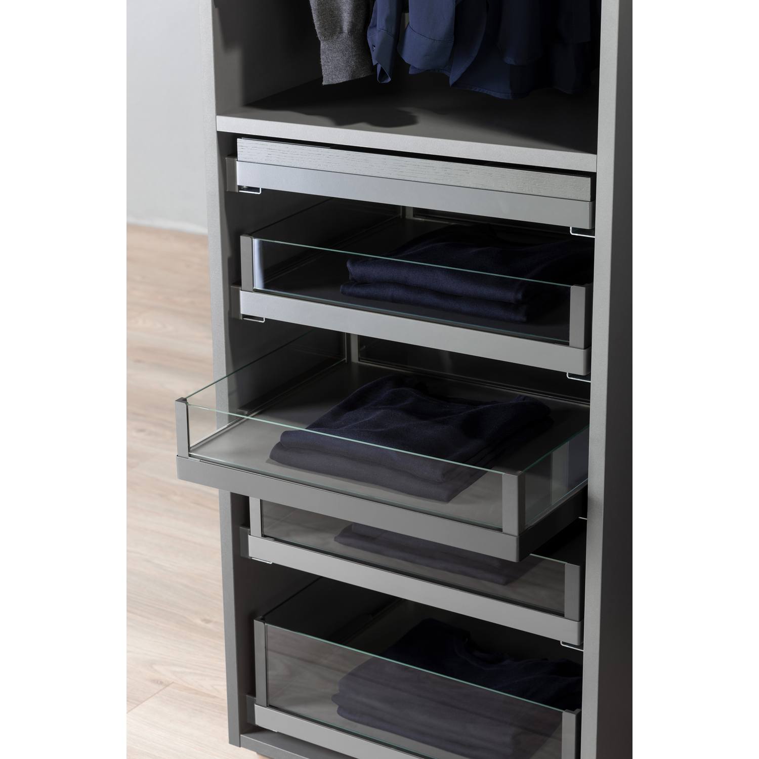 Tf-line tiroir verre h.130mm c.500mm anthracite 