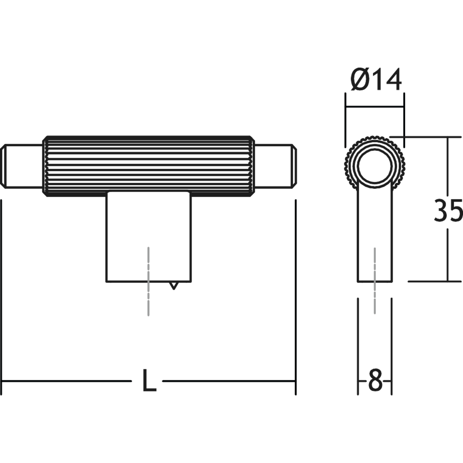 Bouton T ARPA L70 aluminium rustique laiton