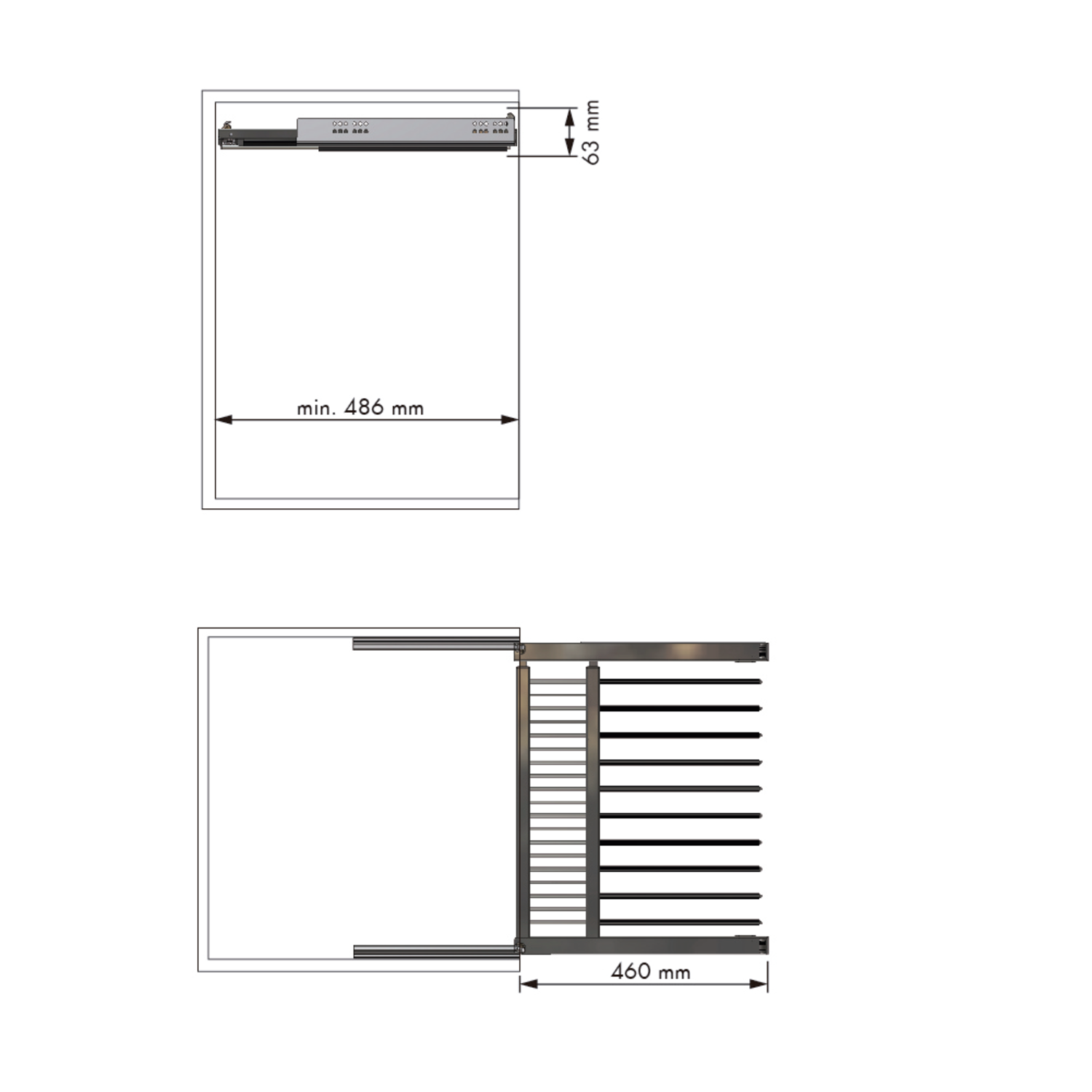 Amari porte-pantalon 600-700mm anthracite 