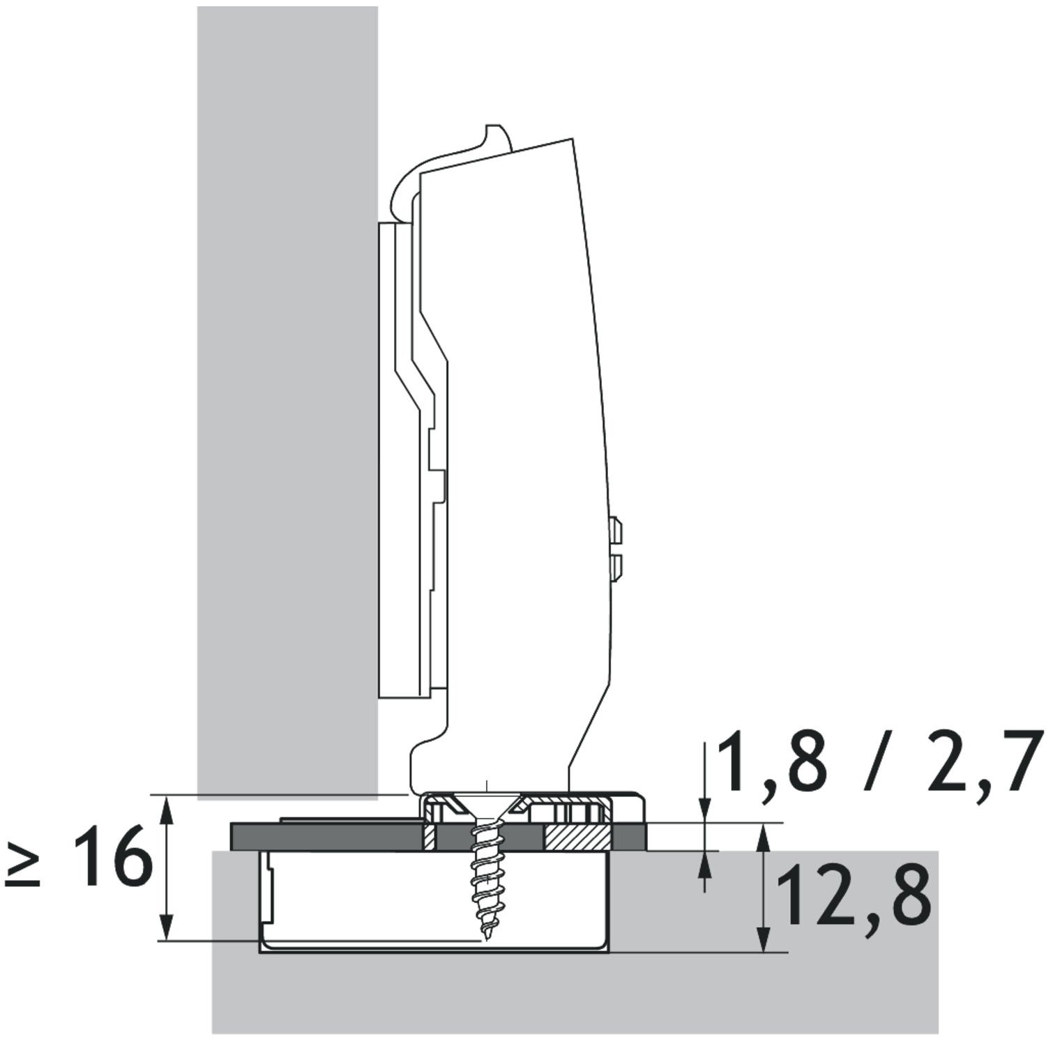 Adaptateur de réduction de la profondeur de perçage, pour le schéma de perçage TH / TS, épaisseur 2.7 mm