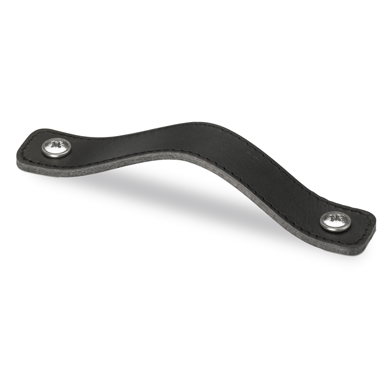 Greep Nica, boorafstand 128, L 158 mm, B 25 mm, H 3 mm, zwart leer