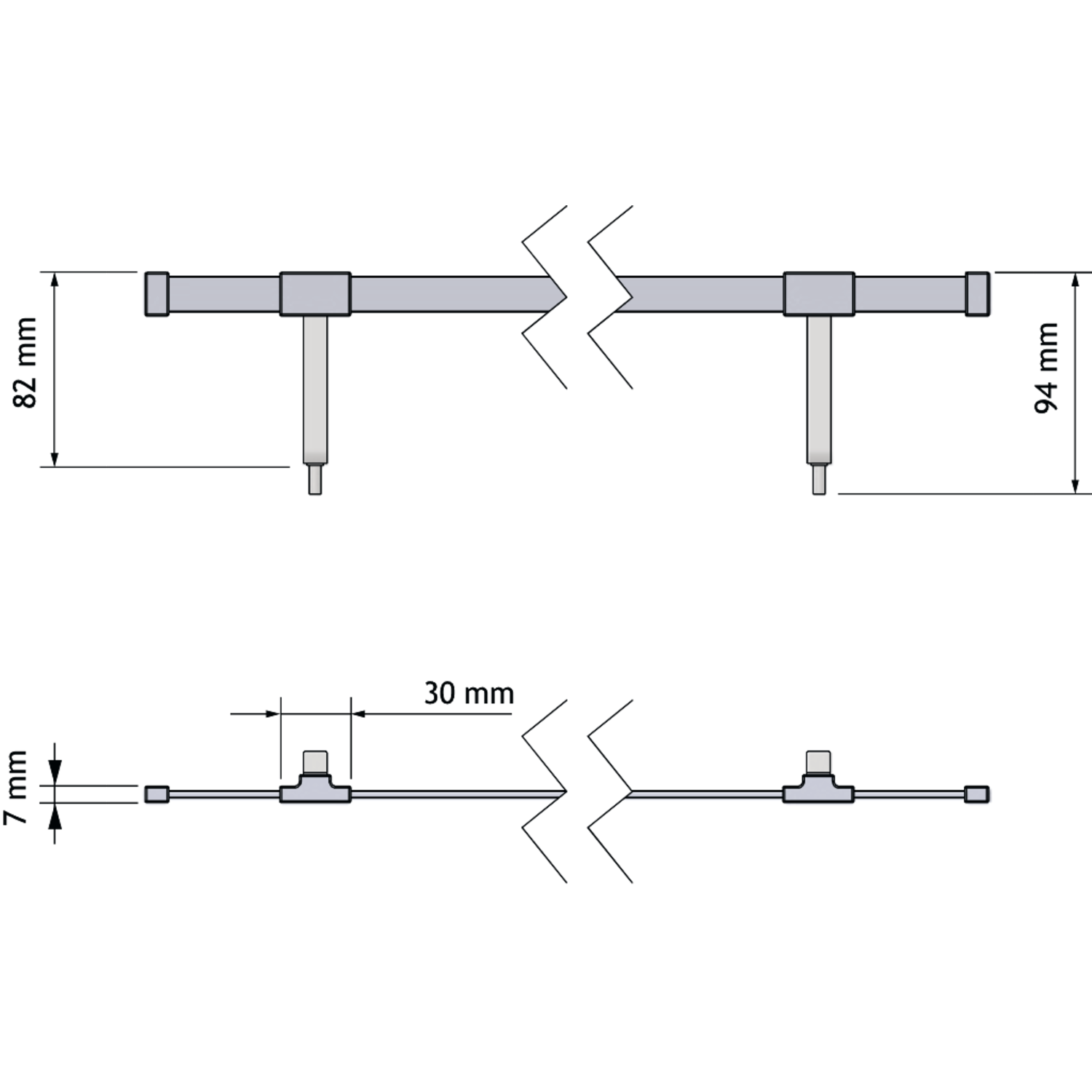 Chic line schoenrek stang antraciet l.925 h.94mm