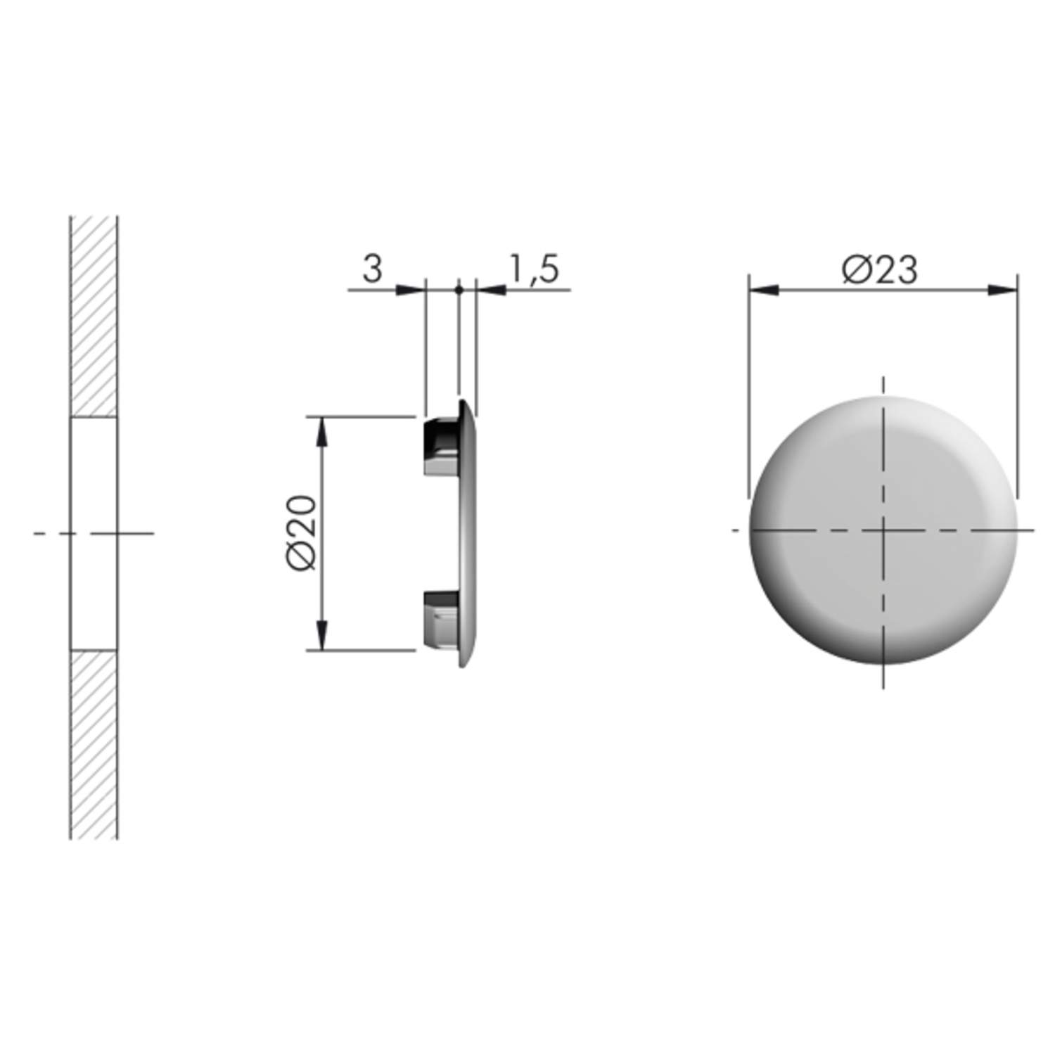 Cache d. 20mm blanche pour APC6/APC1
